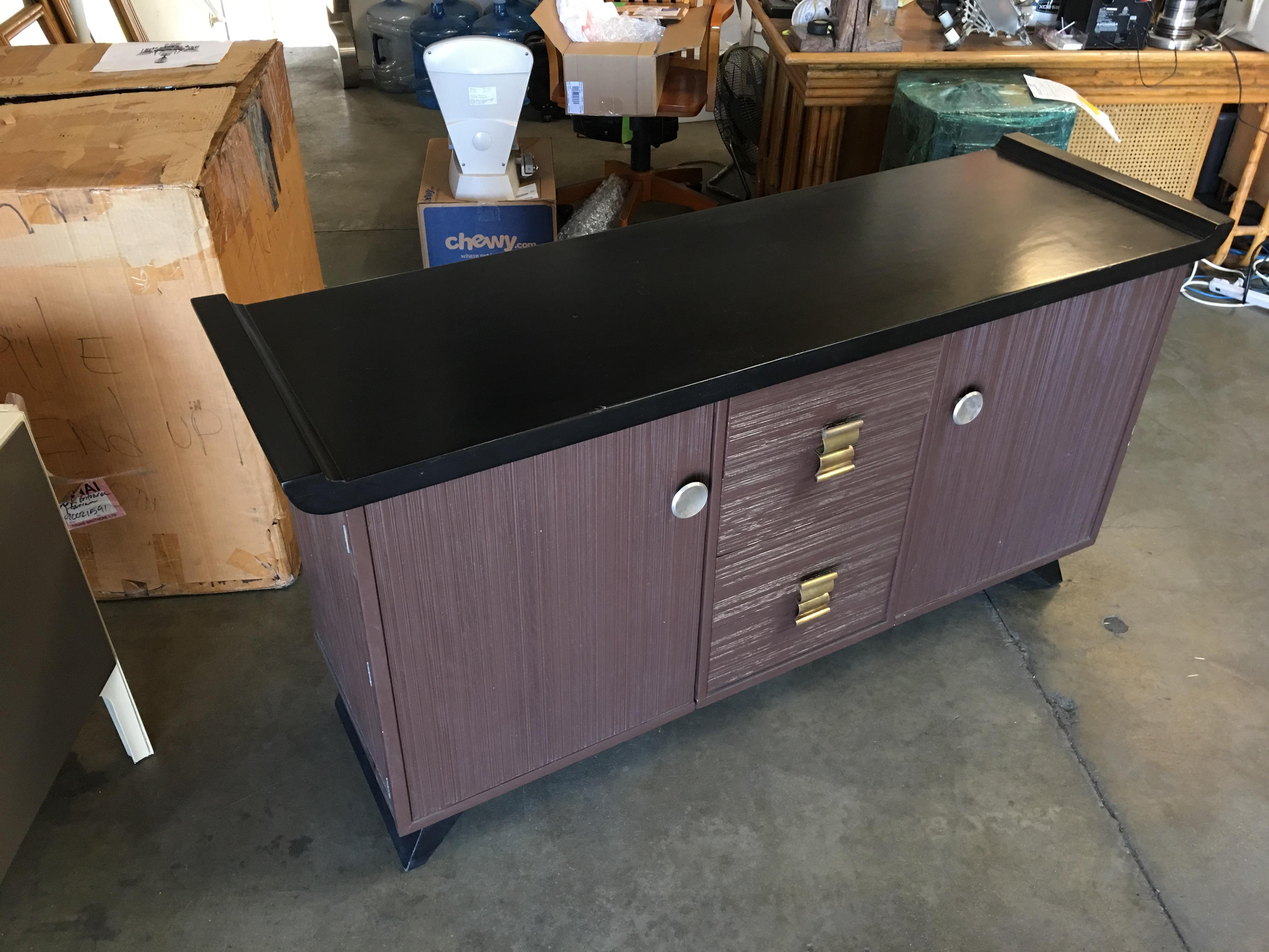 Mid-Century Modern Paul Frankl Combed Wood Buffet or Credenza for Brown Saltman