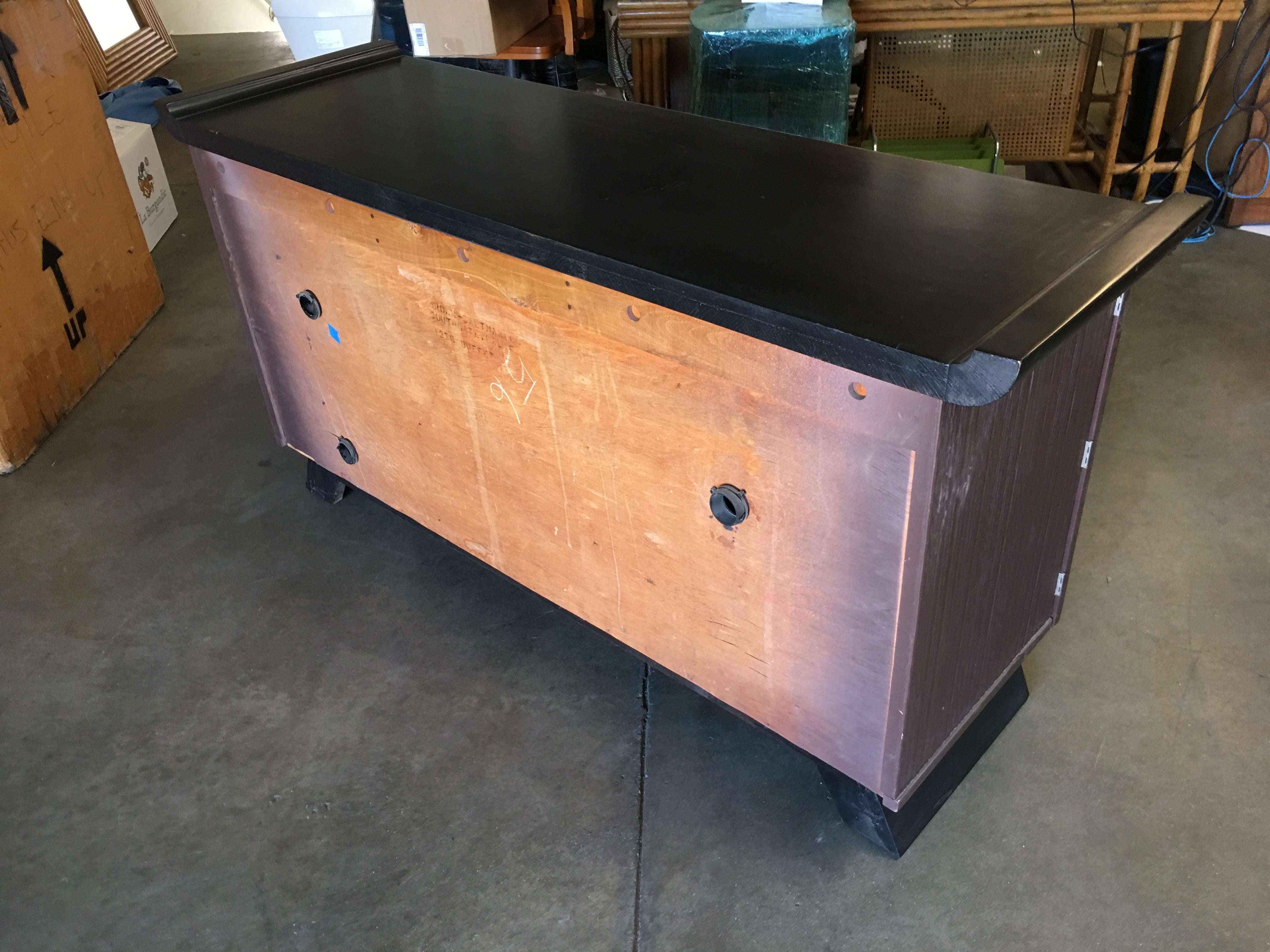 Mid-20th Century Paul Frankl Combed Wood Buffet or Credenza for Brown Saltman