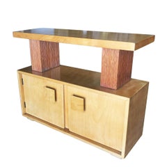 Paul Frankl Combed Wood Console Table Cabinet Brown Saltman