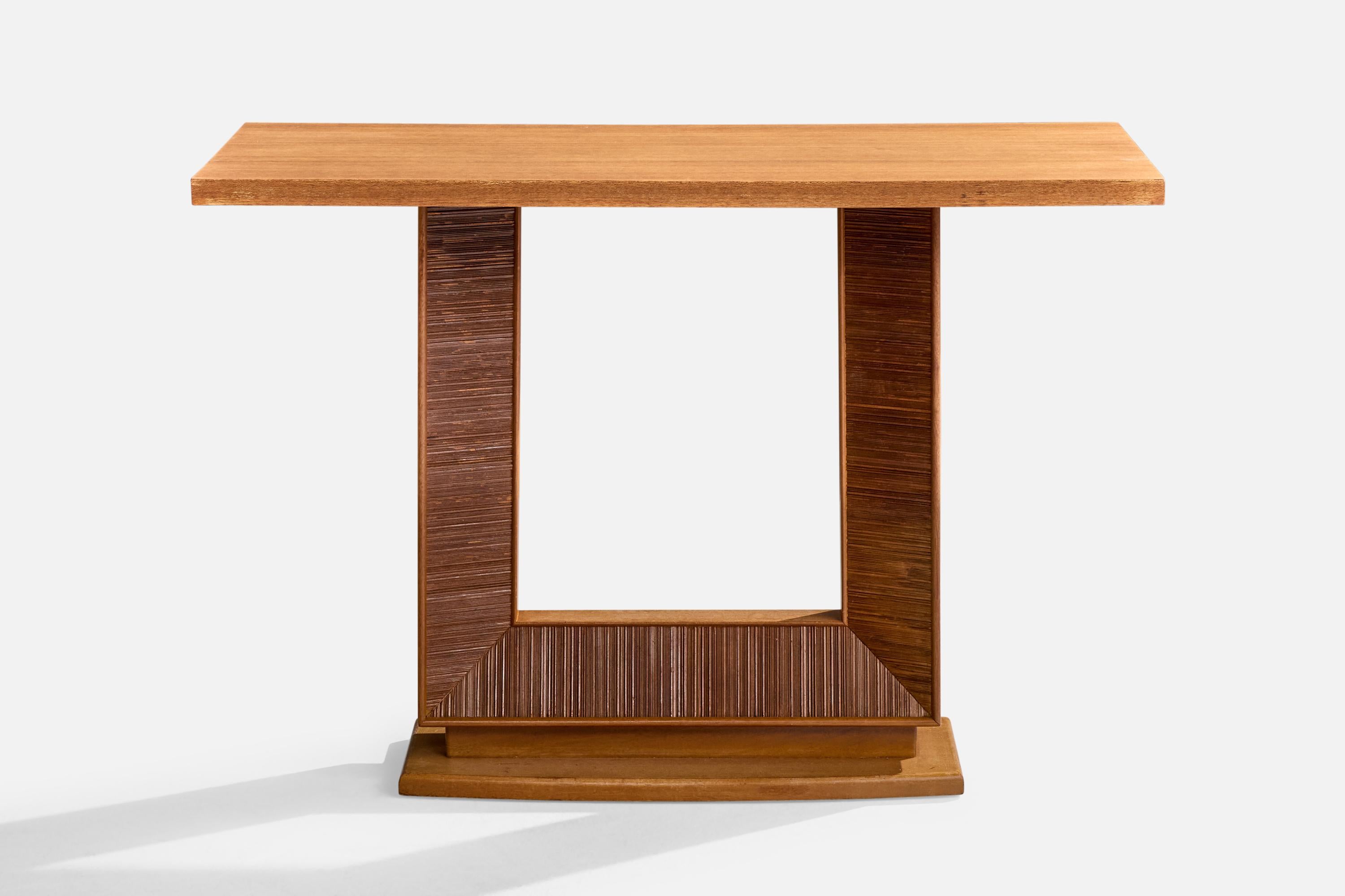 Mid-Century Modern Paul Frankl, table console, Wood Wood, USA, années 1950 en vente