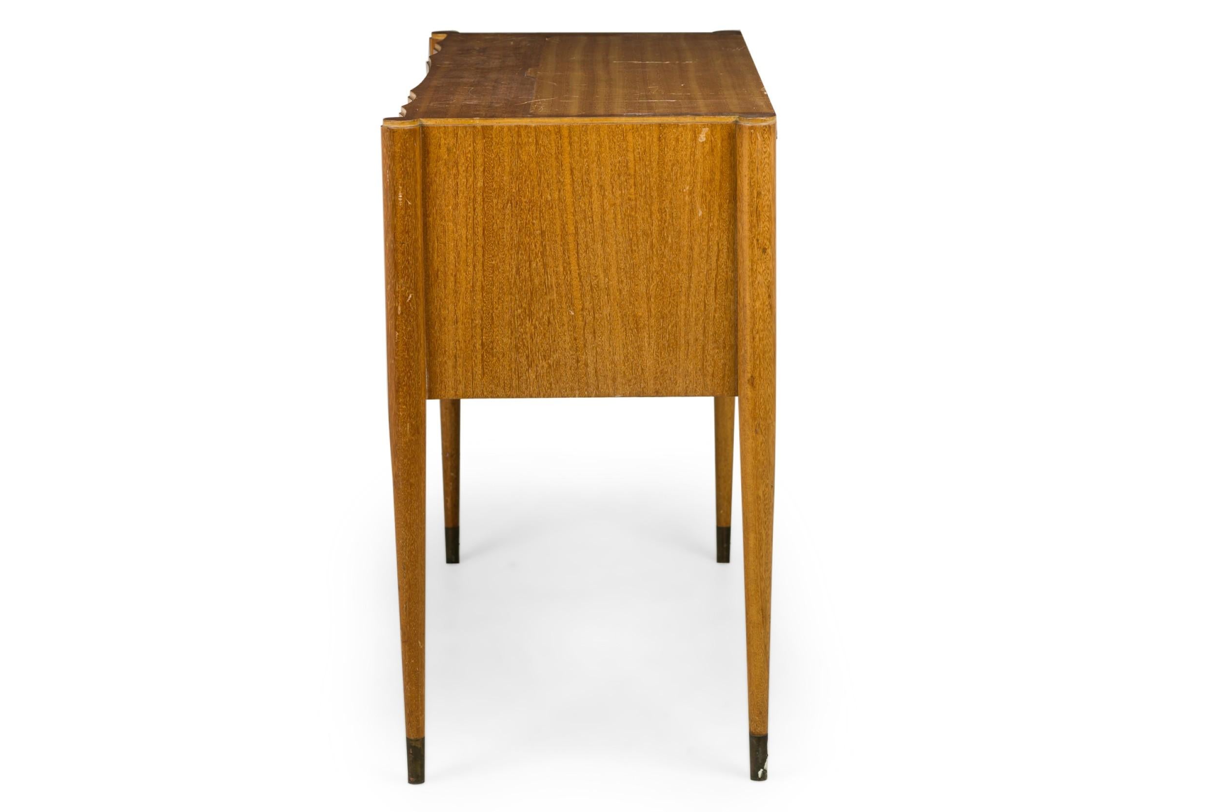 Paul Frankl Continental Mid-Century Walnut and Brass 2-Drawer Console Table For Sale 6