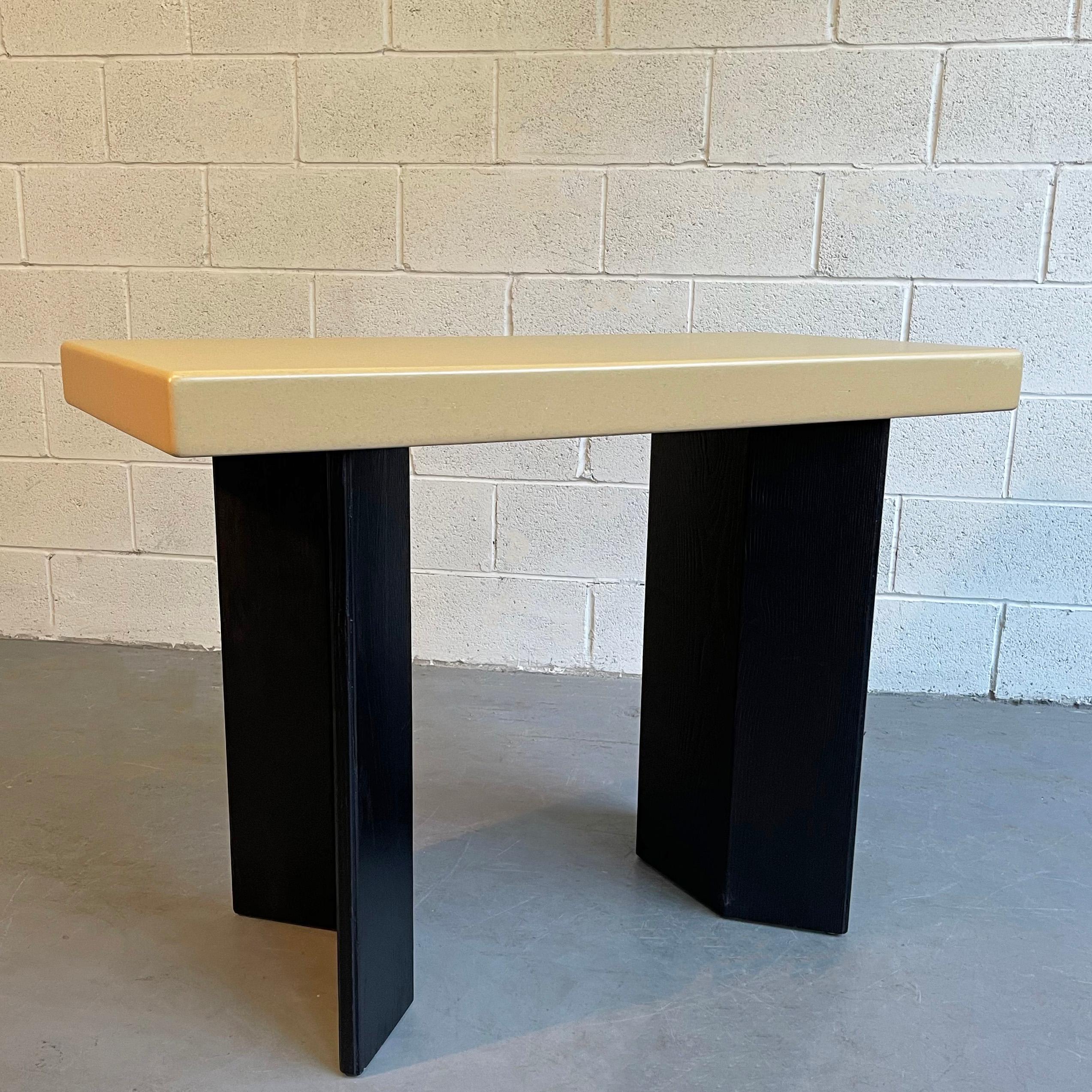 Mid-Century Modern Paul Frankl Cork and Ebonized Oak Console Table For Sale