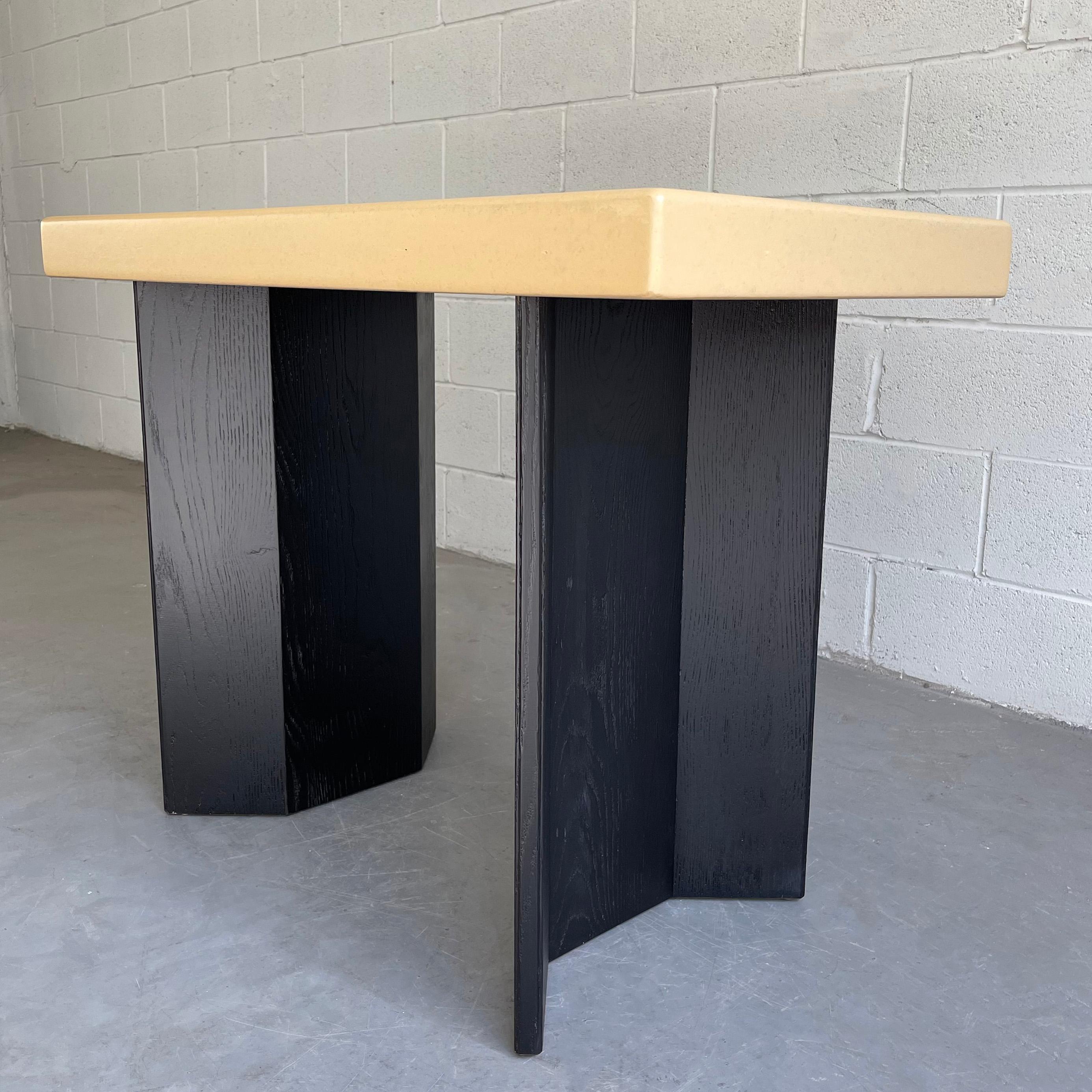 Paul Frankl Cork and Ebonized Oak Console Table In Good Condition For Sale In Brooklyn, NY