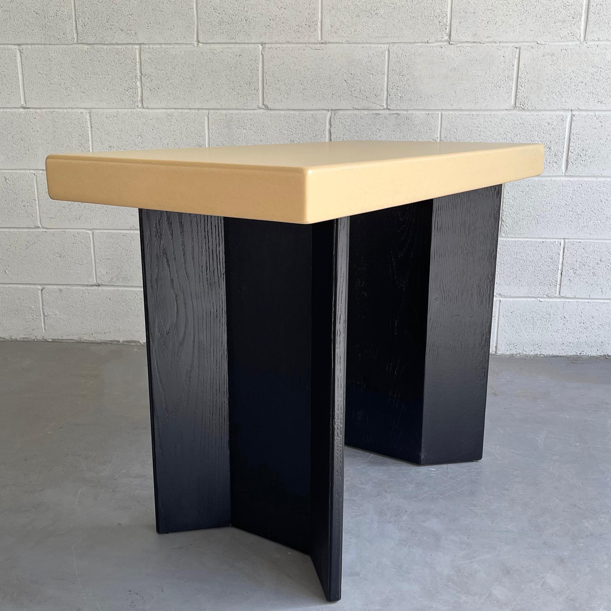 20th Century Paul Frankl Cork and Ebonized Oak Console Table For Sale