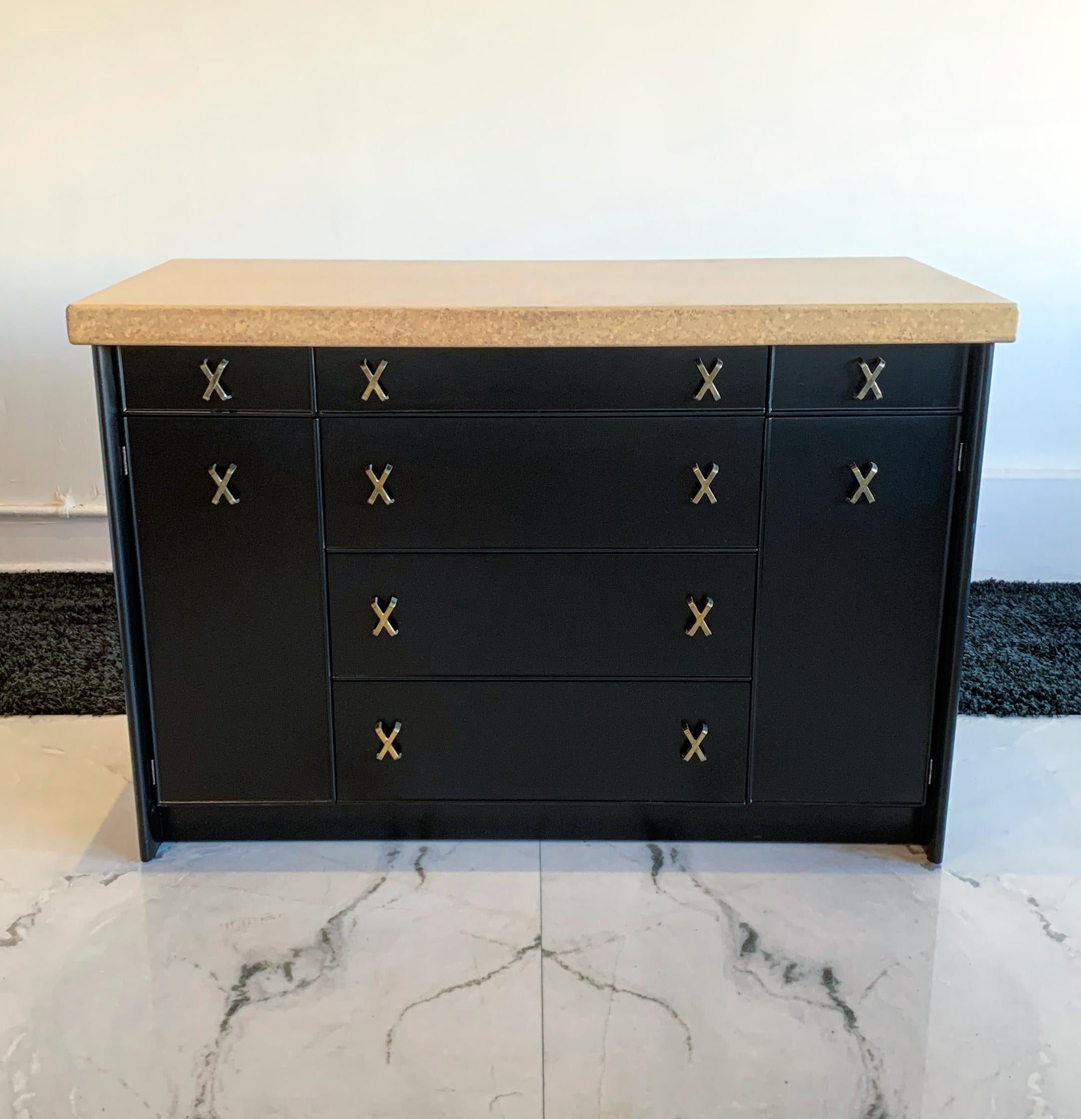 Paul Frankl Cork and Ebonized Sideboard and Hutch for Johnson Furniture 4