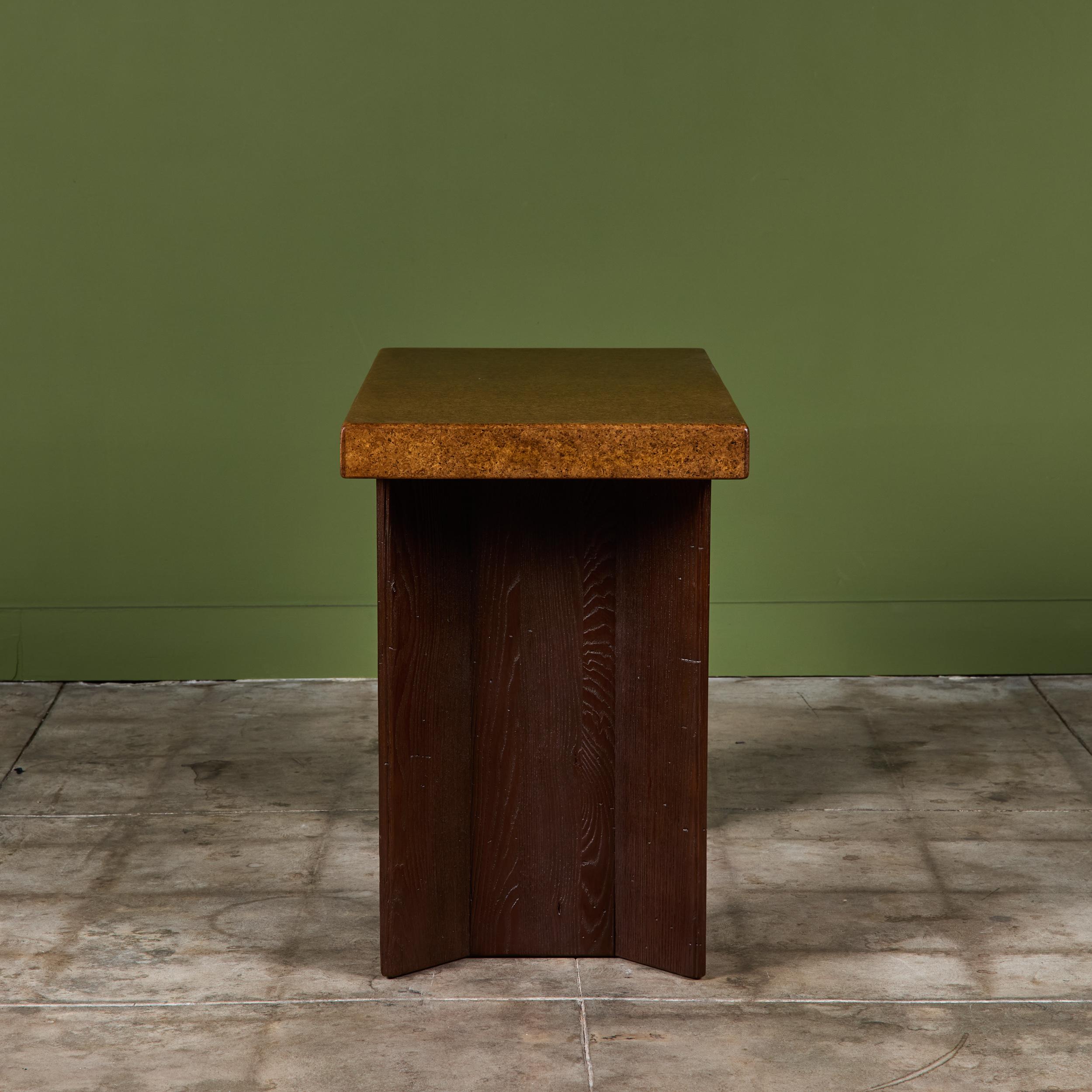 Tacheté Table console en liège de Paul Frankl pour Johnson Furniture Co. en vente