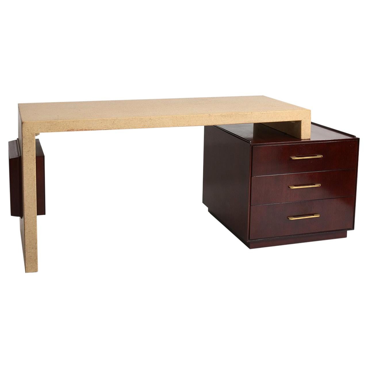 Paul Frankl Desk with Adjustable Cork Surface for Johnson Furniture 1950s