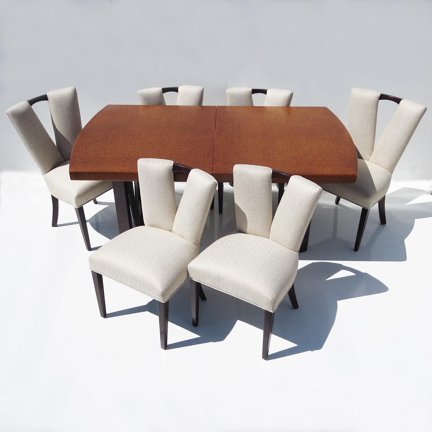 Art Deco Paul Frankl Cork Dining Table with Six Chairs for Johnson Furniture For Sale