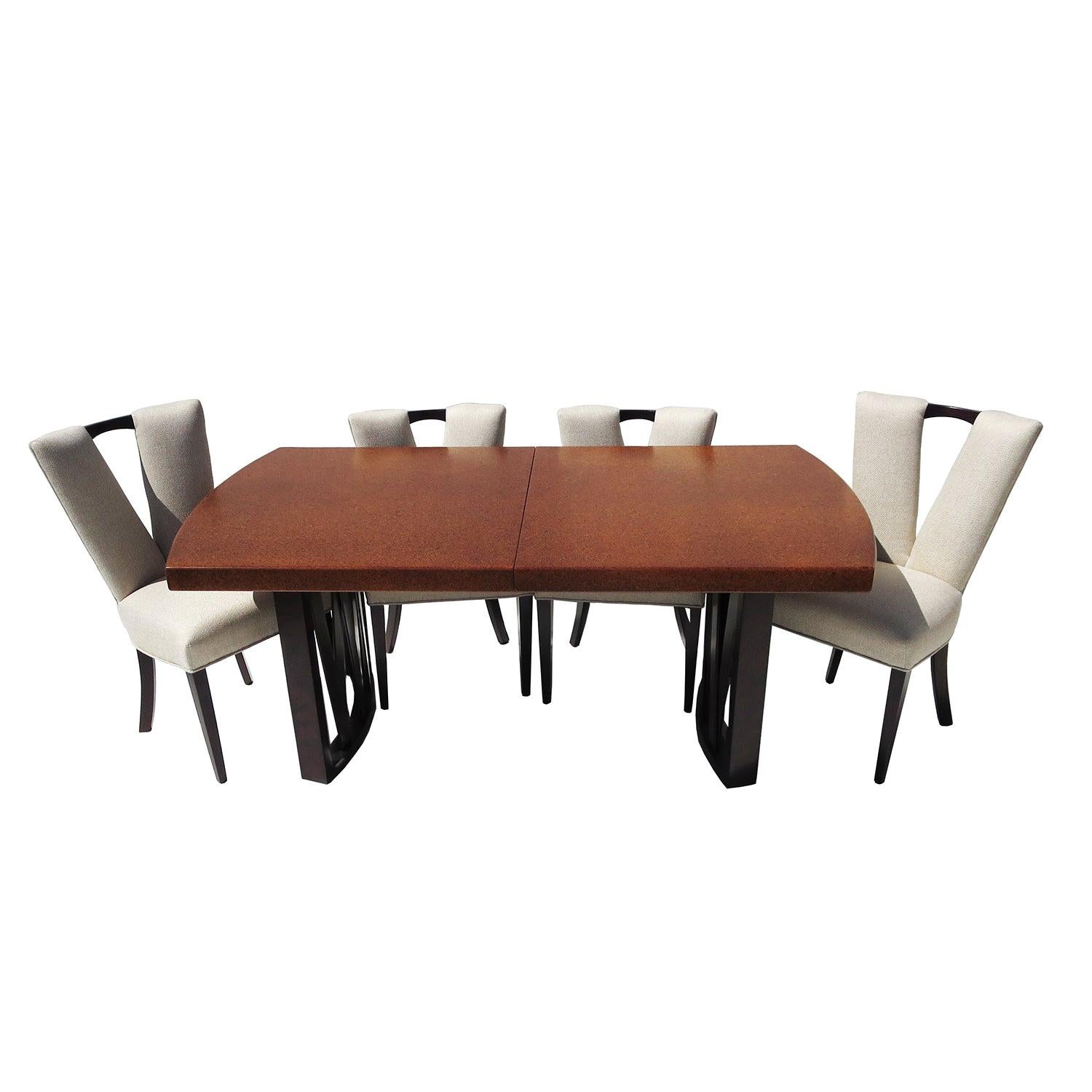 Paul Frankl Cork Dining Table with Six Chairs for Johnson Furniture For Sale