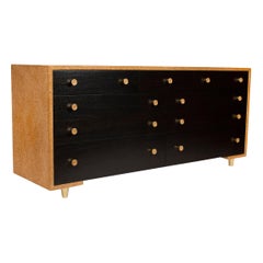 Retro Paul Frankl Cork Dresser with 9-Drawers with Solid Brass Pulls Johnson Furniture