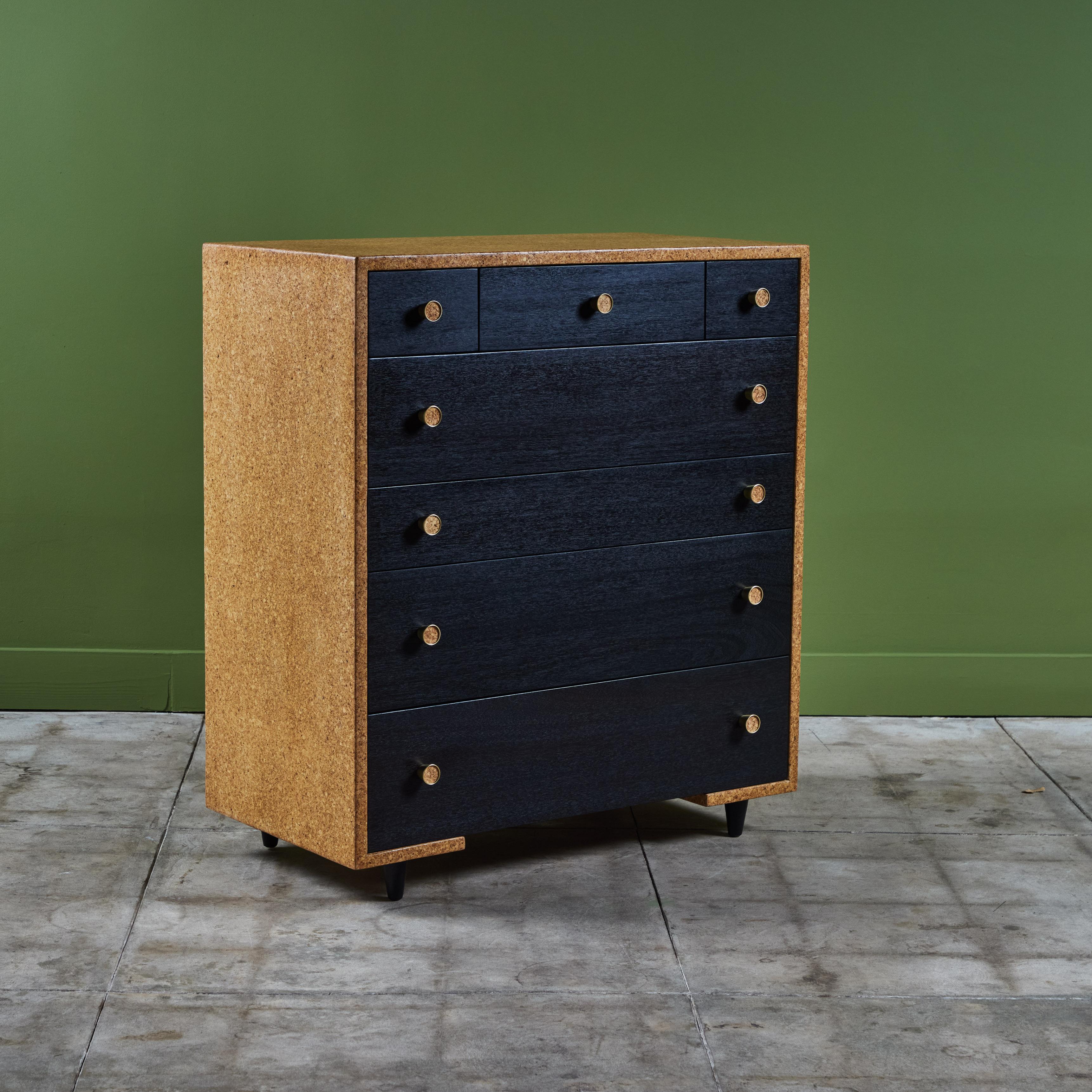 American Paul Frankl Cork Highboy Dresser for Johnson Furniture Co. For Sale