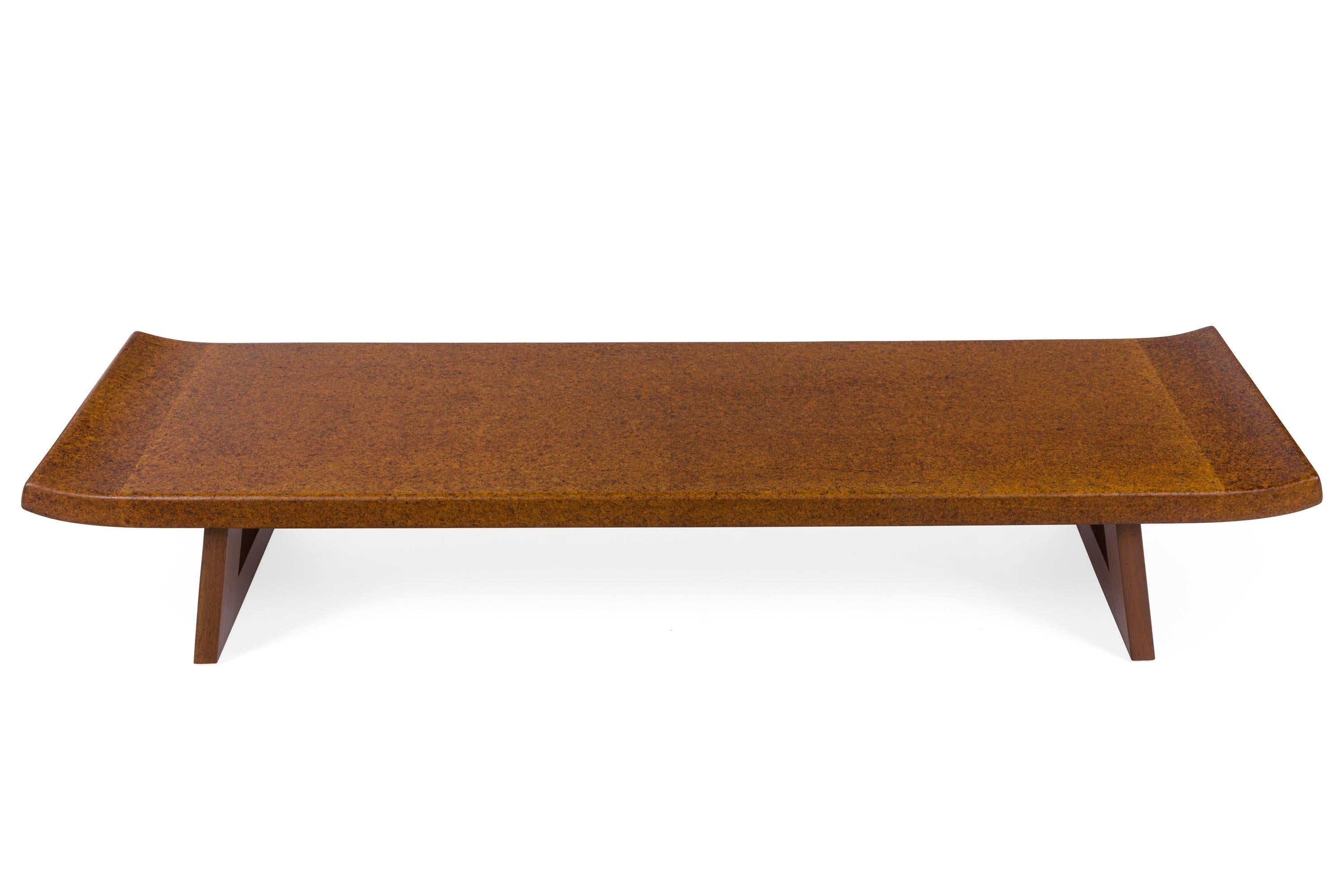 Mid-Century Modern Paul Frankl Cork and Mahogany Coffee Table for Johnson Furniture, USA, 1950s