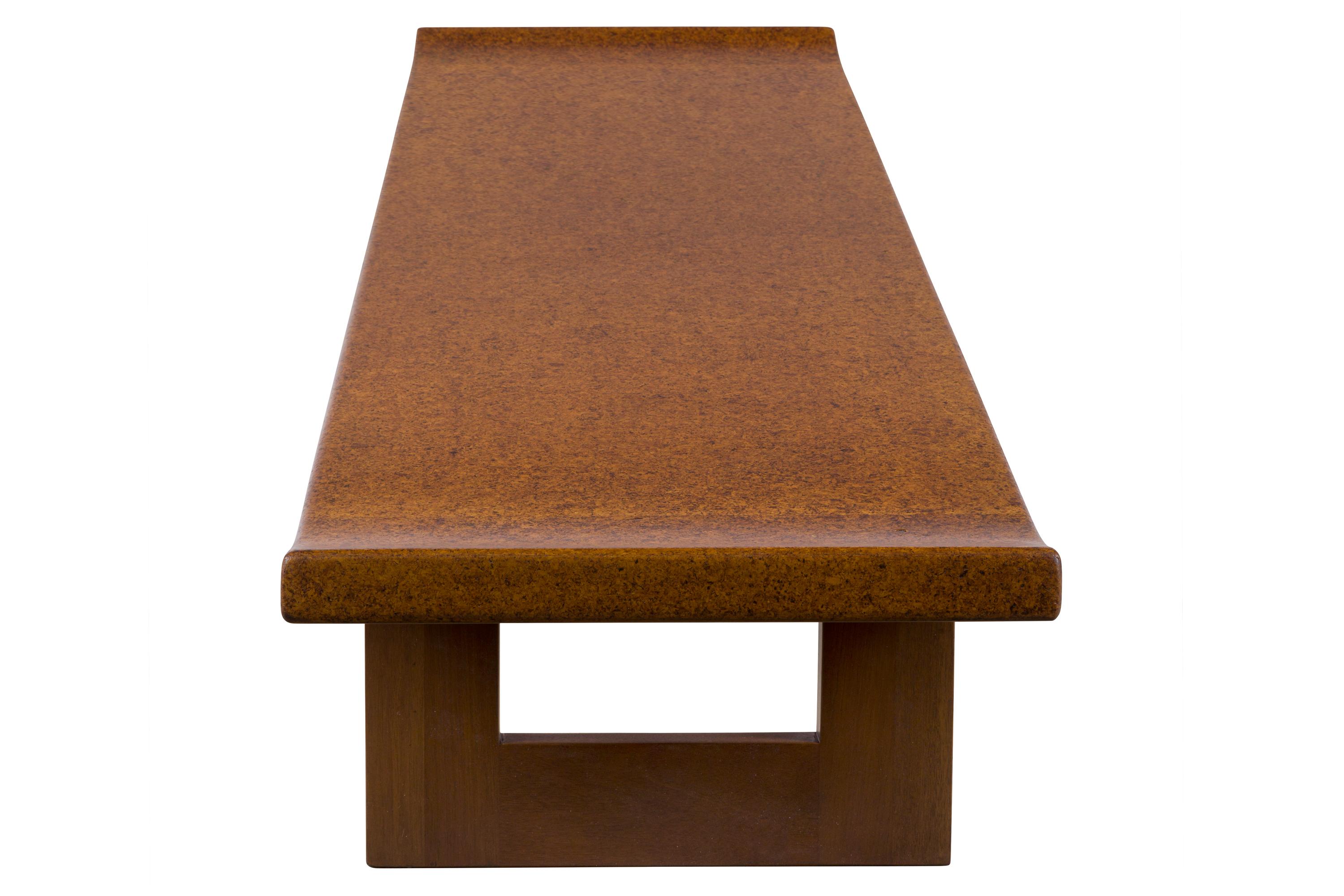 American Paul Frankl Cork and Mahogany Coffee Table for Johnson Furniture, USA, 1950s