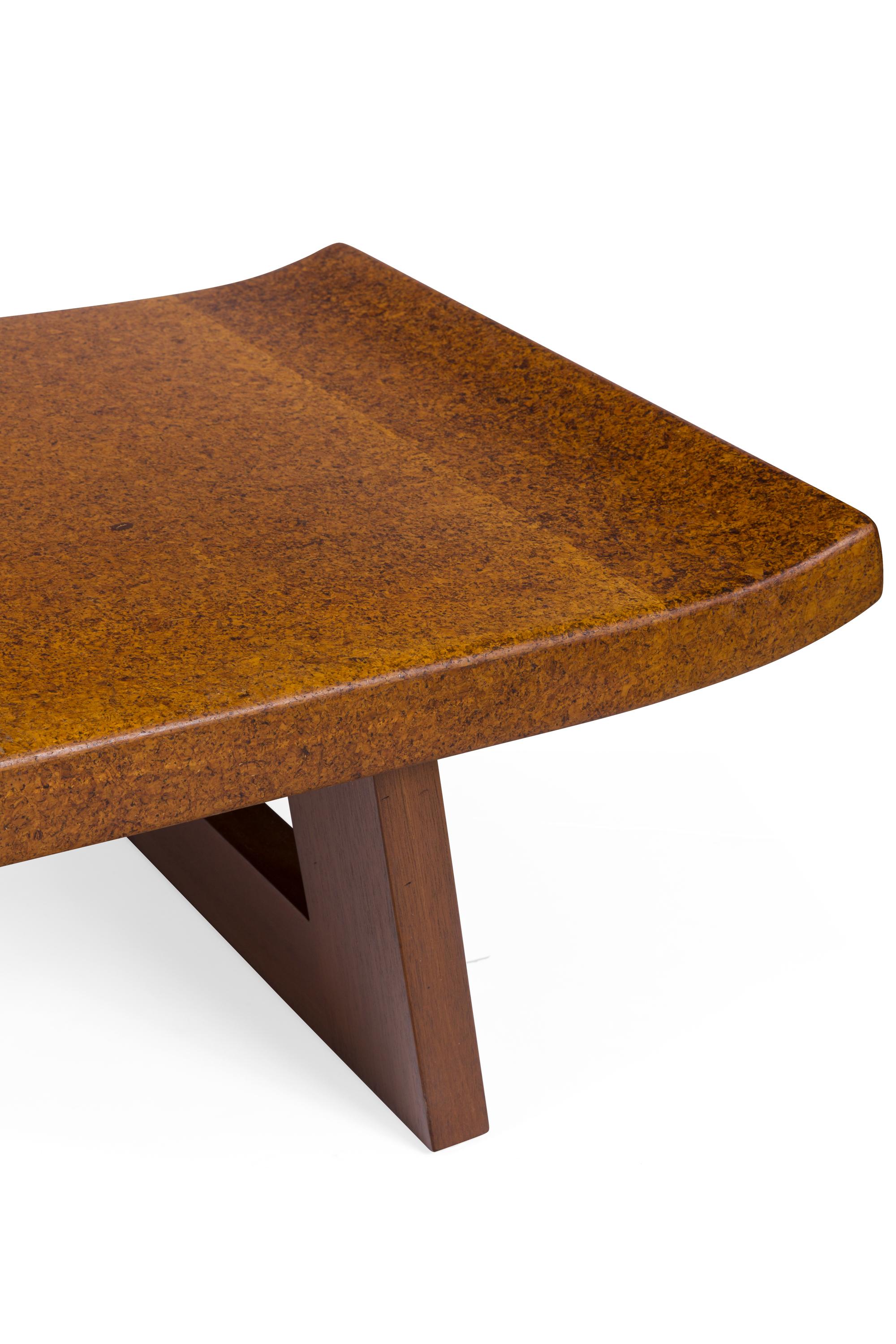 Paul Frankl Cork and Mahogany Coffee Table for Johnson Furniture, USA, 1950s In Good Condition In New York, NY