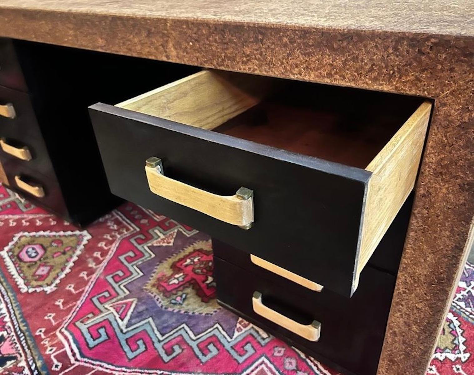Mid-Century Modern Paul Frankl Cork Mahogany Desk, Circa 1940s