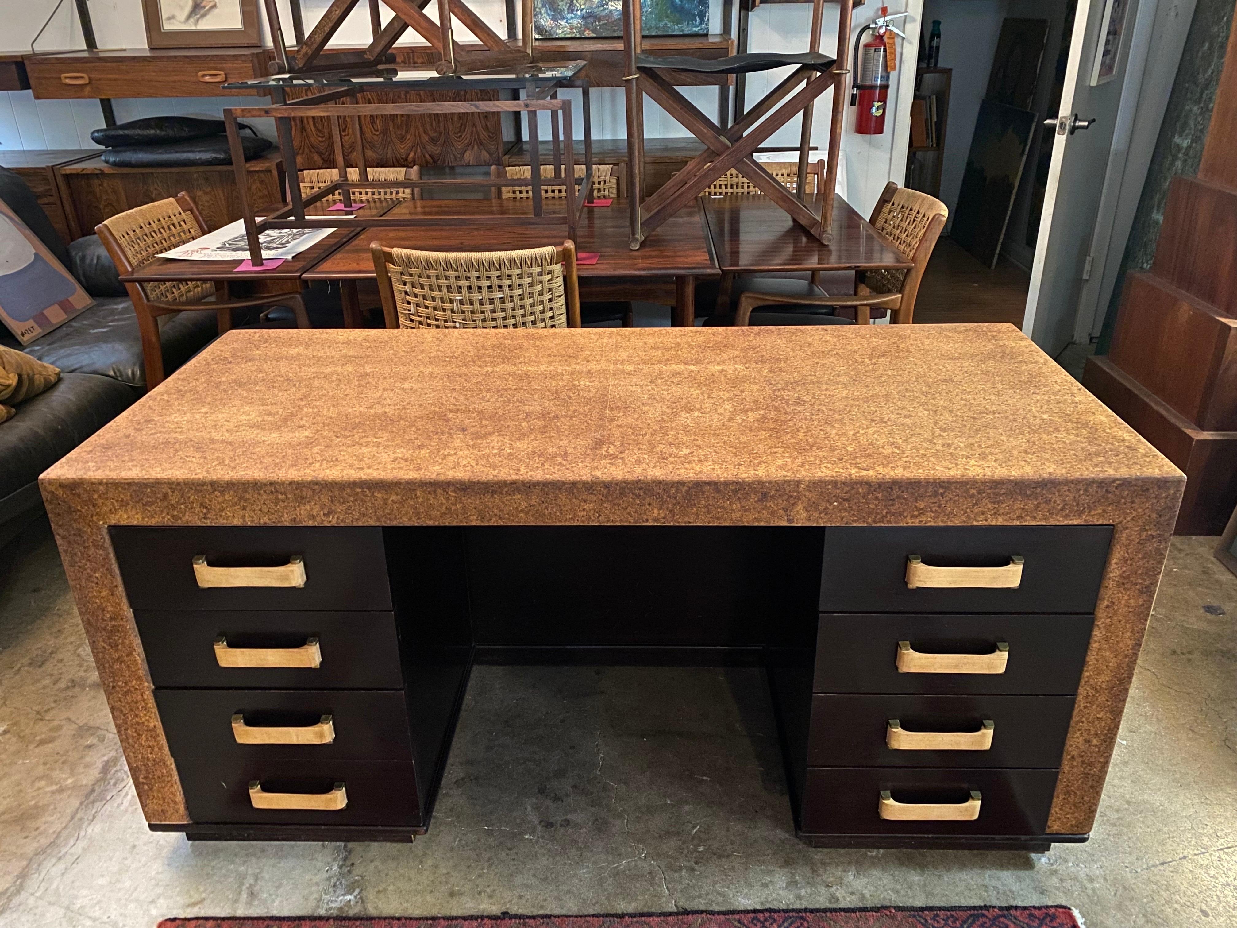 Birch Paul Frankl Cork Mahogany Desk, Circa 1940s