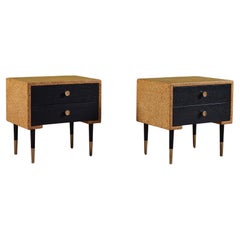 Ein Paar Nachttische aus Kork von Paul Frankl für Johnson Furniture Co.