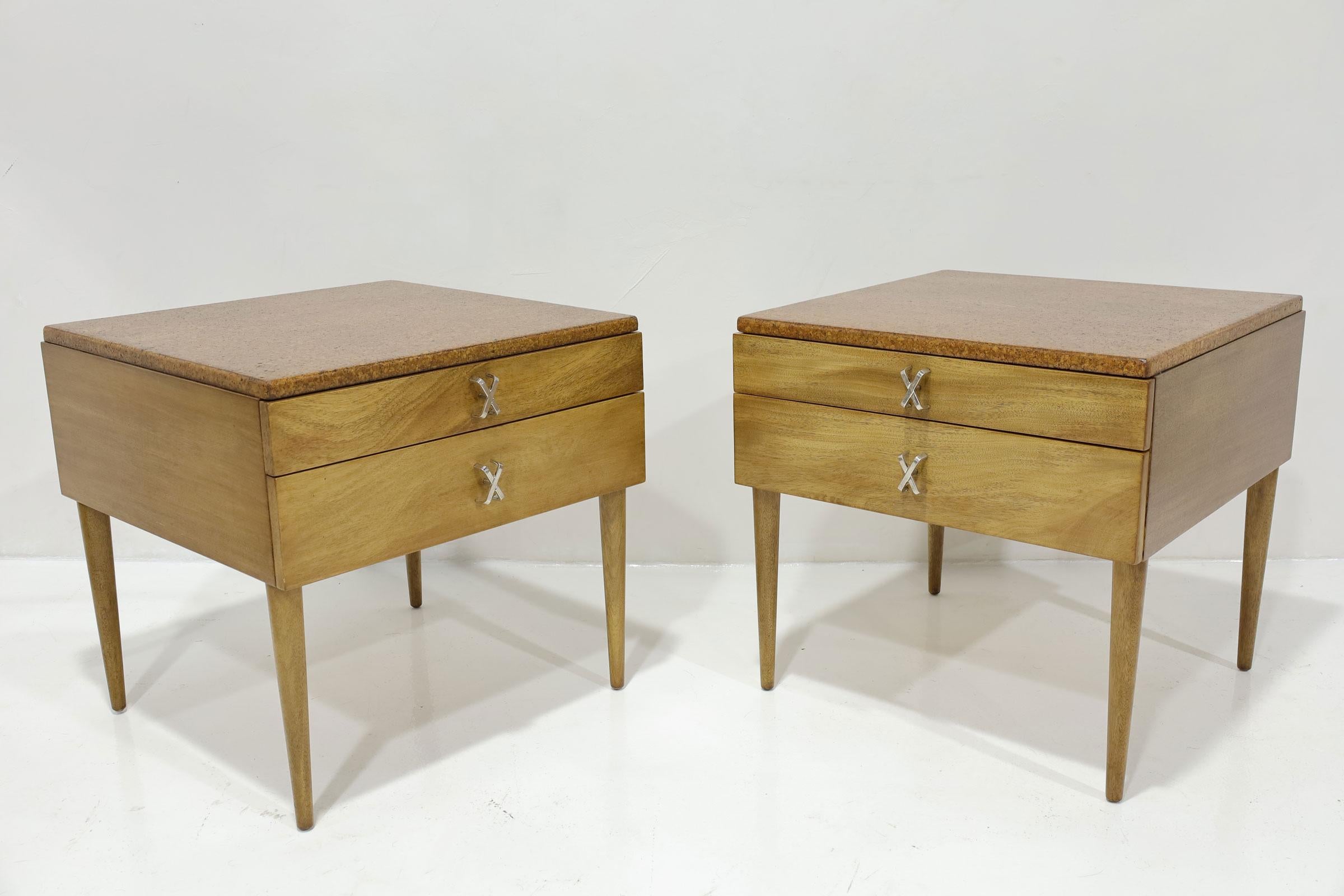 Mid-Century Modern Tables de nuit en liège Paul Frankl pour Johnson Furniture en vente