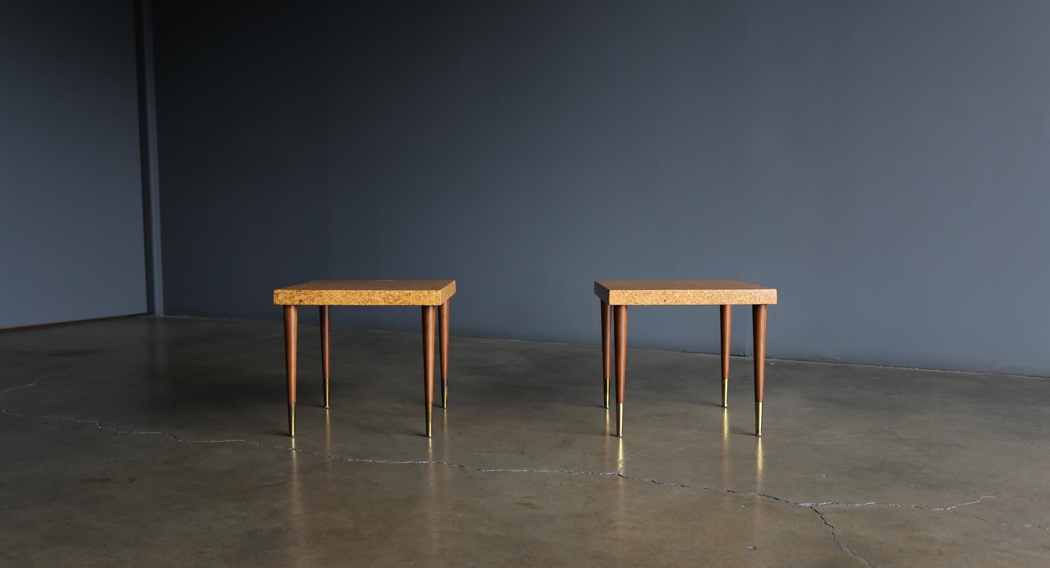 American Paul Frankl Cork Side Tables for Johnson Furniture Company, circa 1950