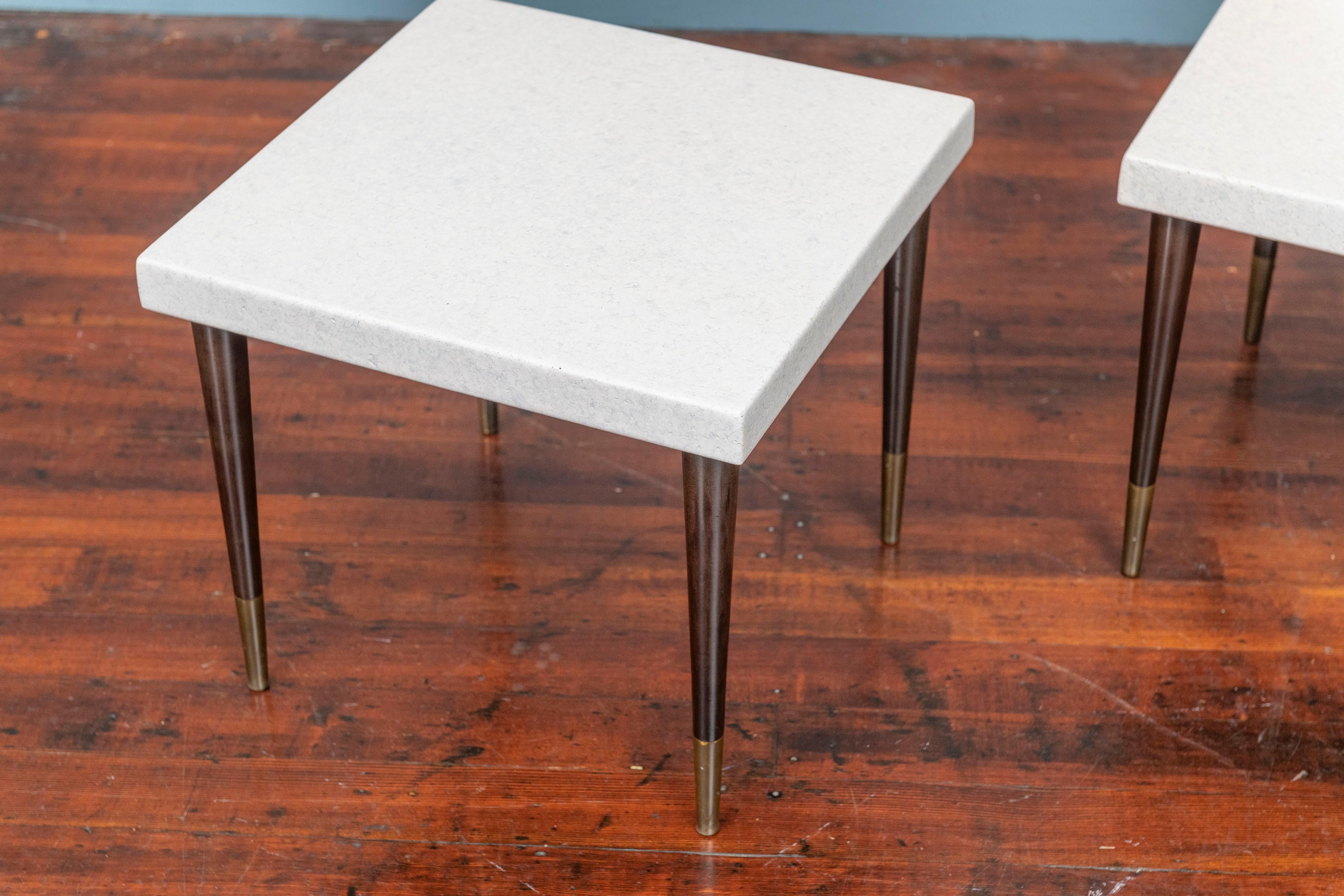 Paul Frankl cork top side tables for Johnson Furniture Co. Perfectly restored top and ready to install.