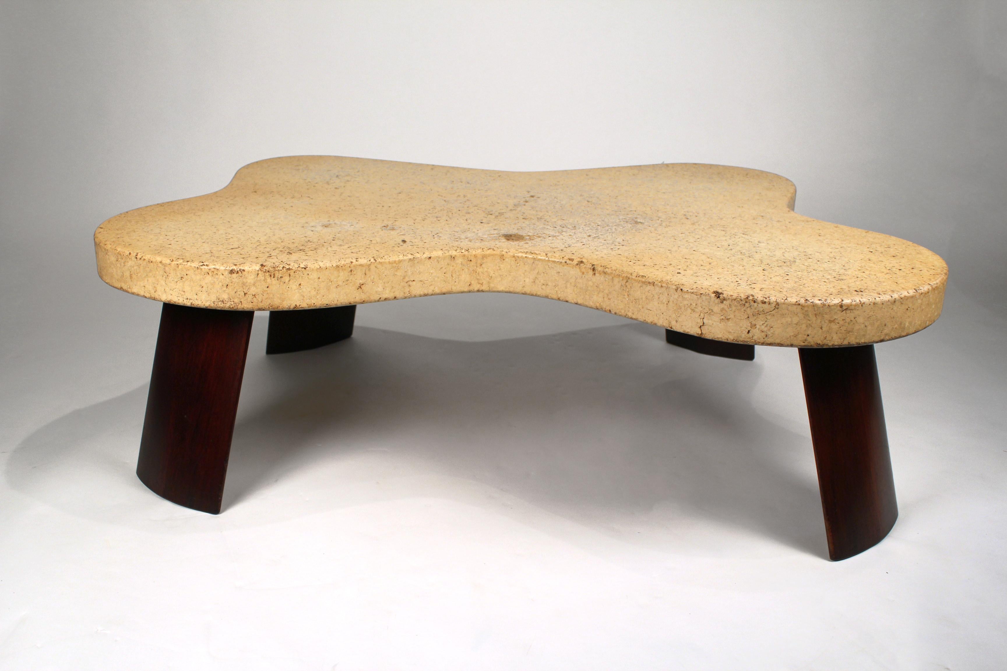 Lacquered Paul Frankl Cork Top Amoeba Coffee Table for Johnson Furniture