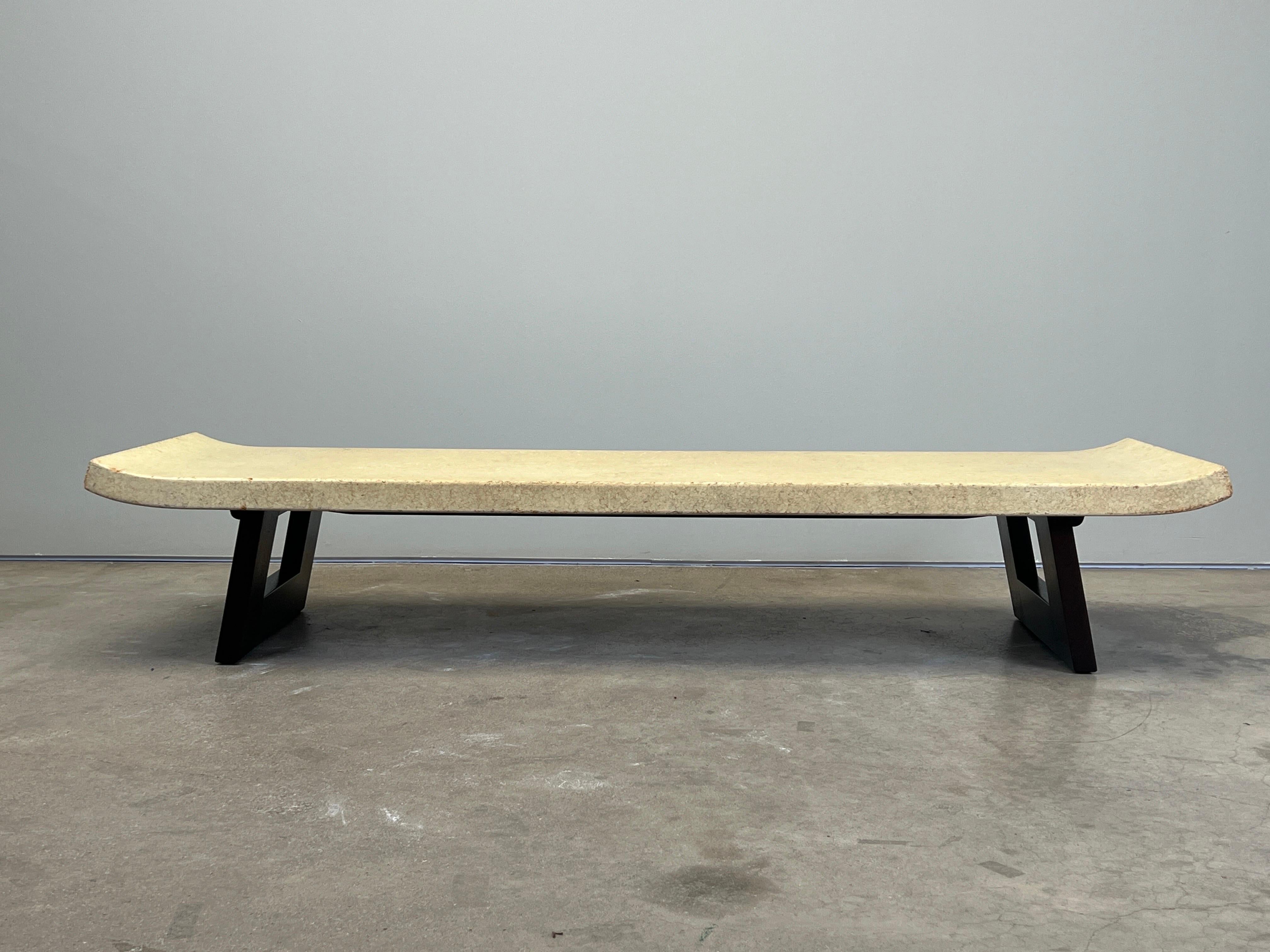 Paul Frankl Cork Top Coffee Table / Bench In Good Condition For Sale In Dallas, TX