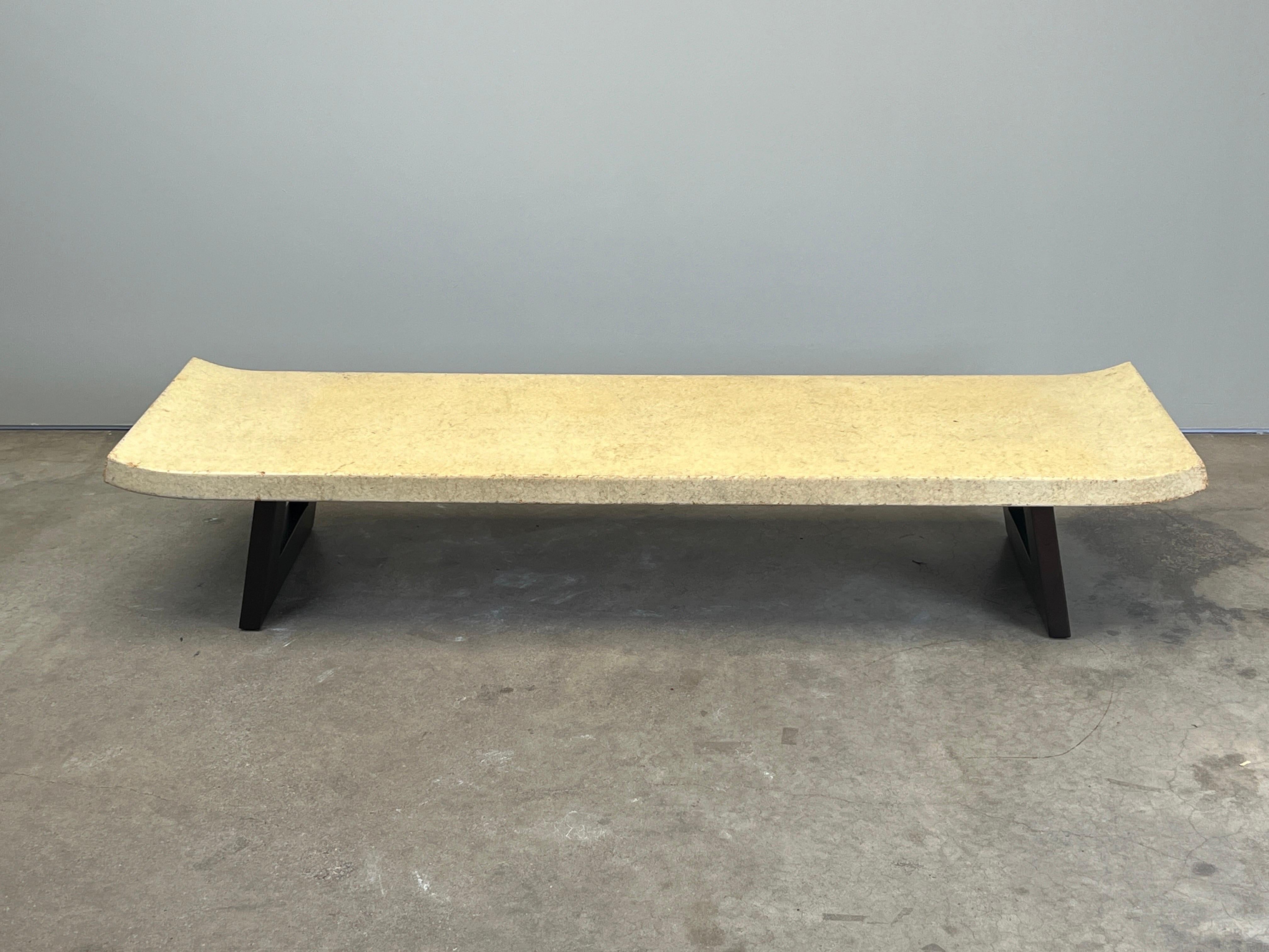 Mid-20th Century Paul Frankl Cork Top Coffee Table / Bench For Sale