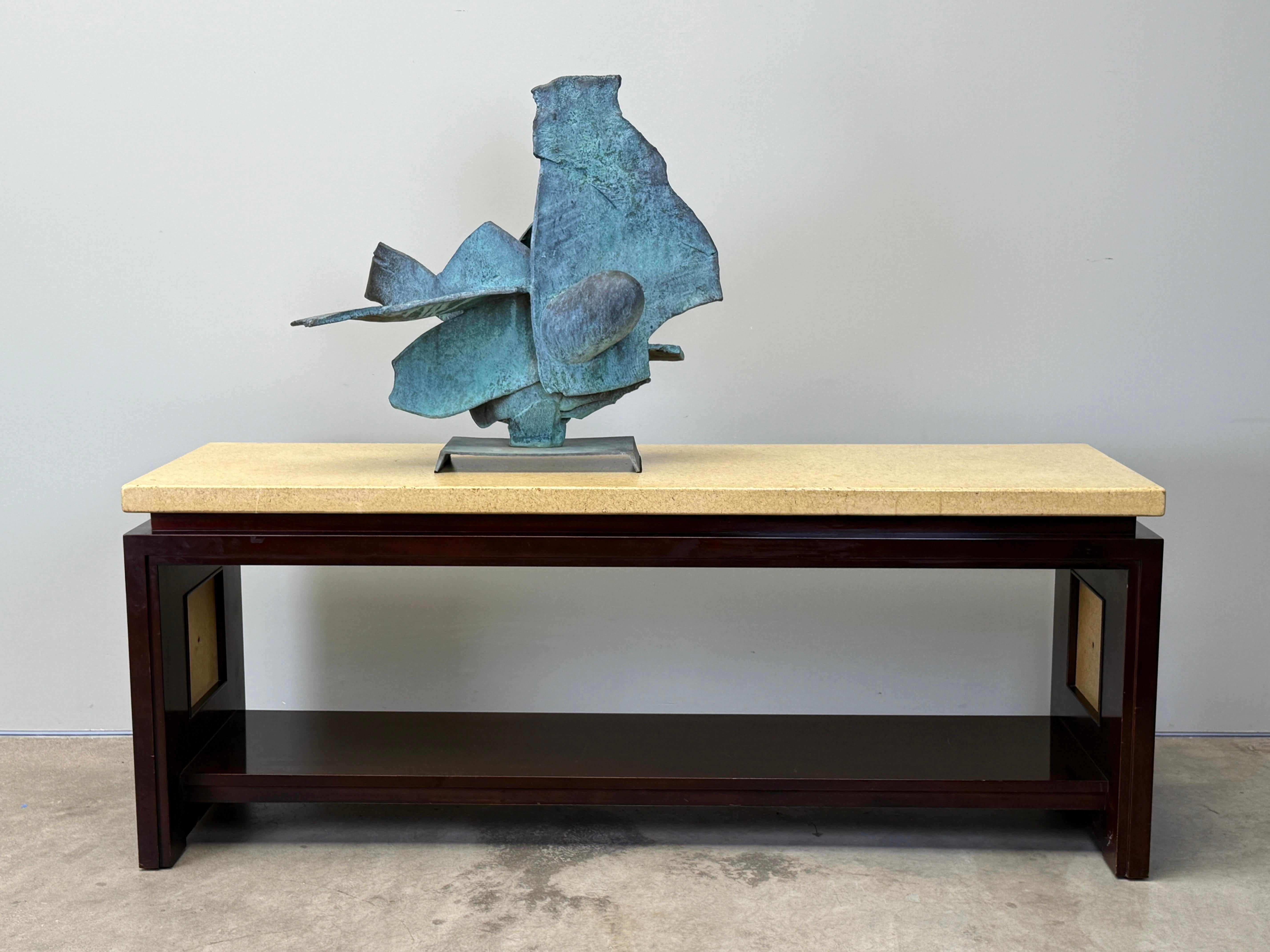 Paul Frankl Cork Top Console Table In Good Condition For Sale In Dallas, TX