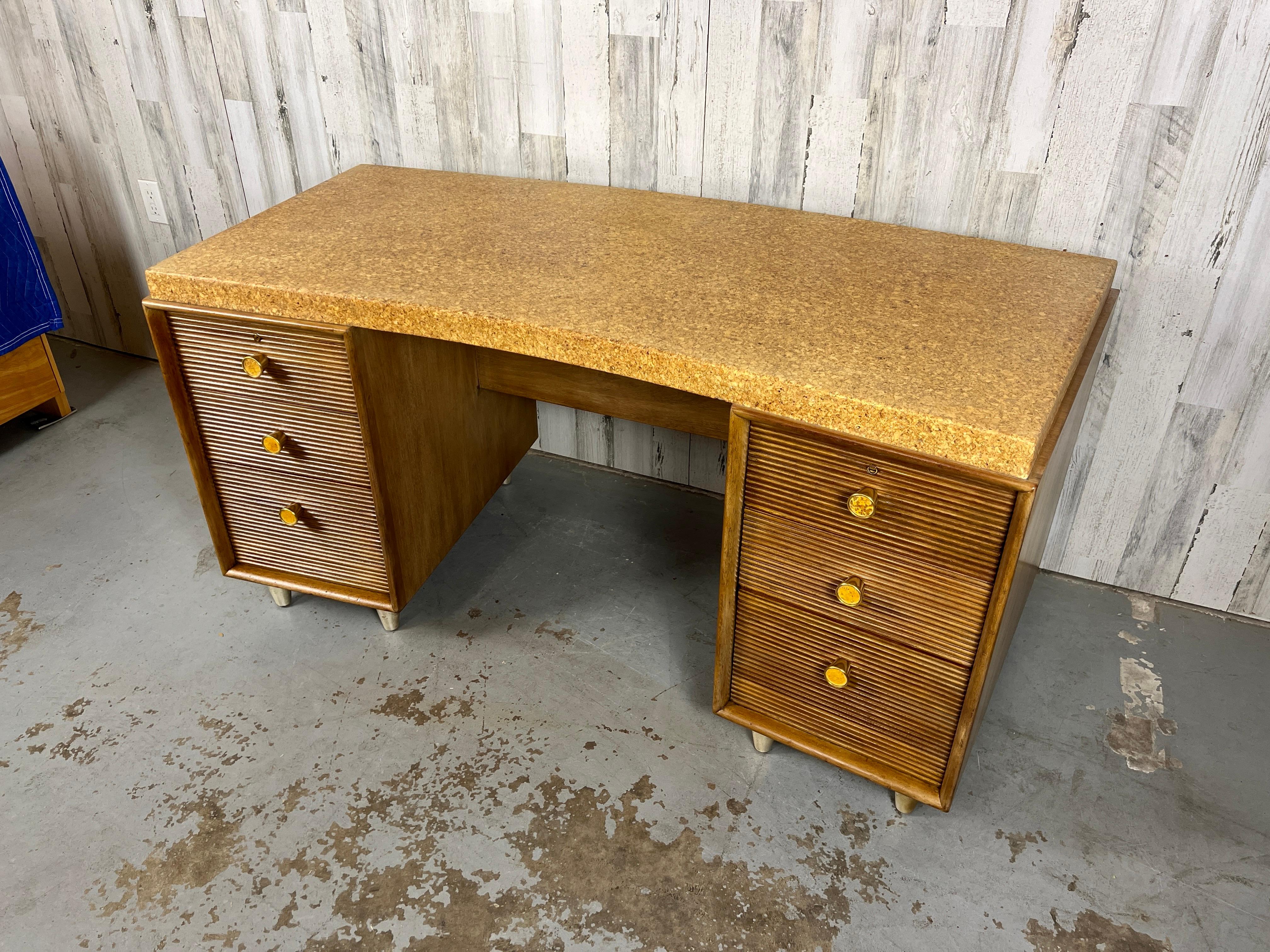 Mid-Century Modern Paul Frankl Cork Top Desk For Sale