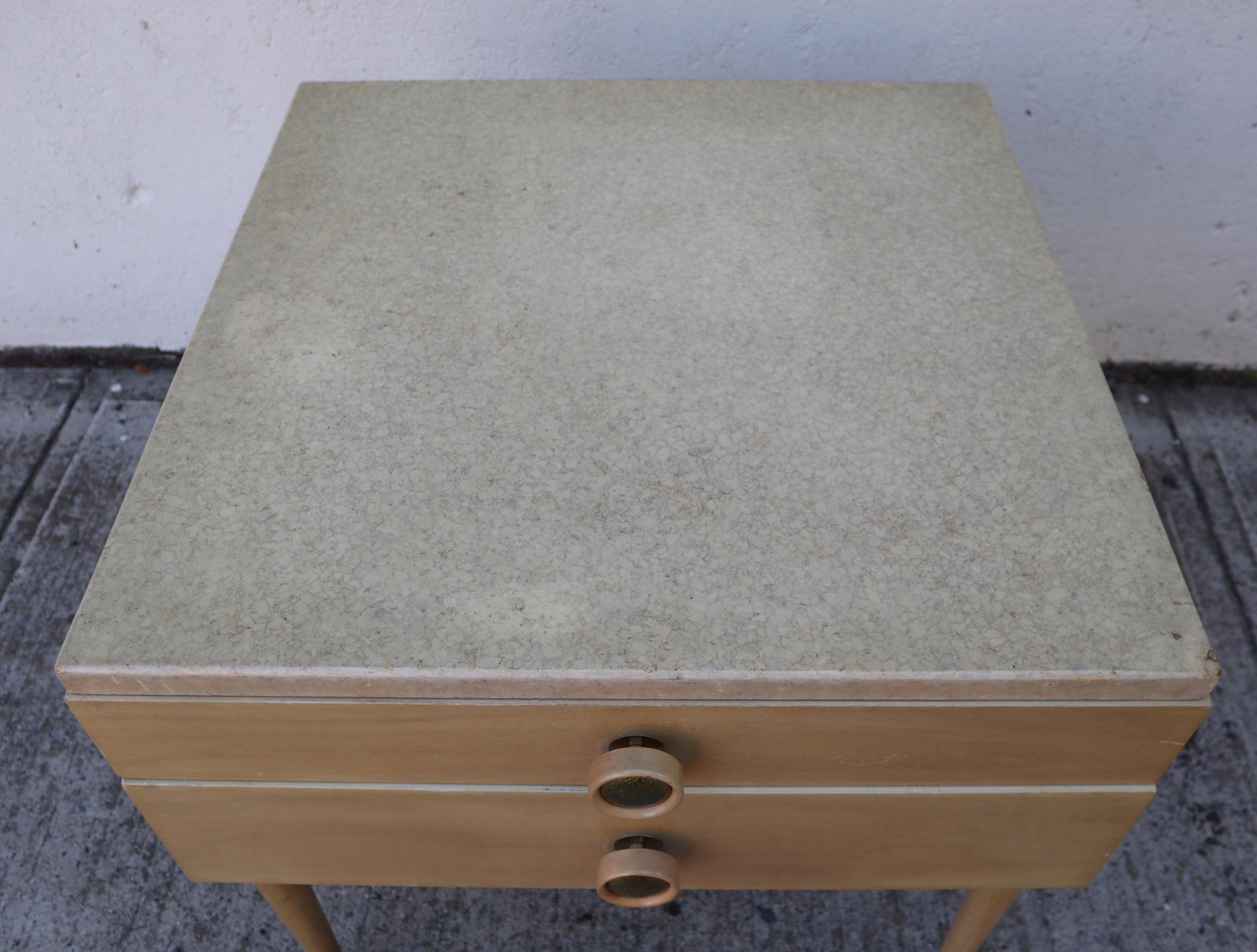 Bronze Paul Frankl Cork Top Side Table or Nightstand