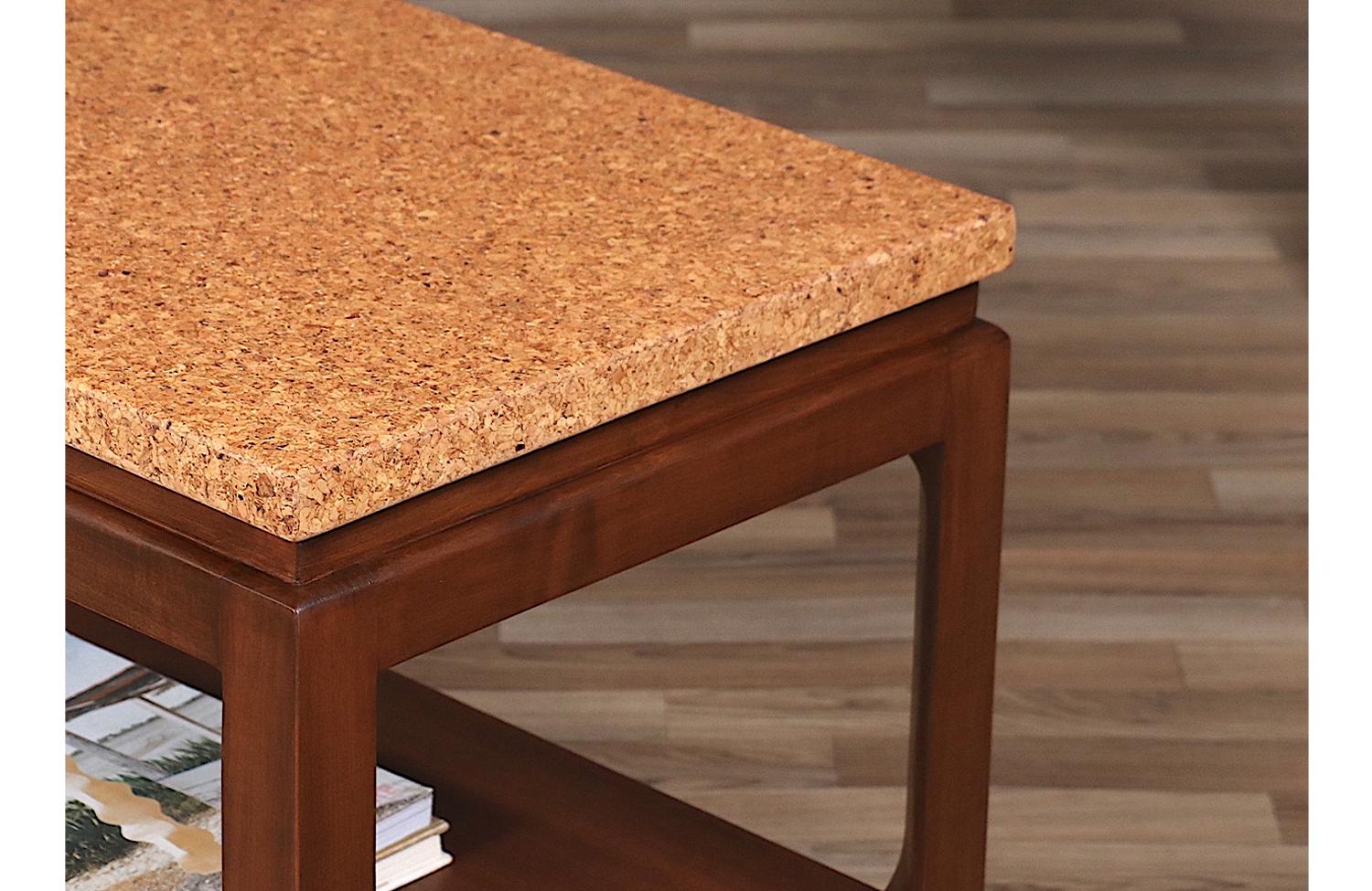 Paul Frankl Cork Top Two-Tier Side Table for Johnson Furniture In Excellent Condition For Sale In Los Angeles, CA