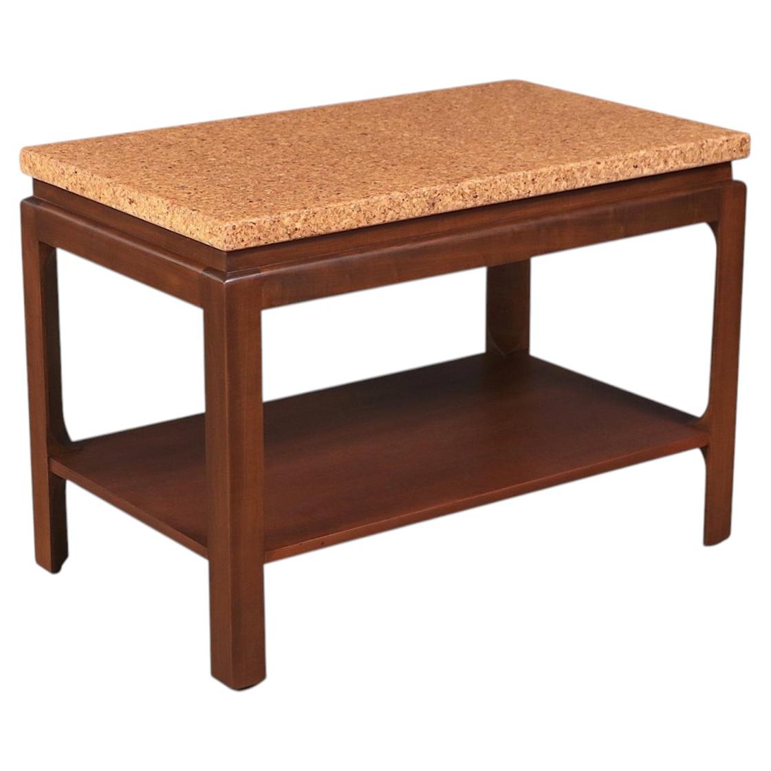 Paul Frankl Cork Top Two-Tier Side Table for Johnson Furniture For Sale