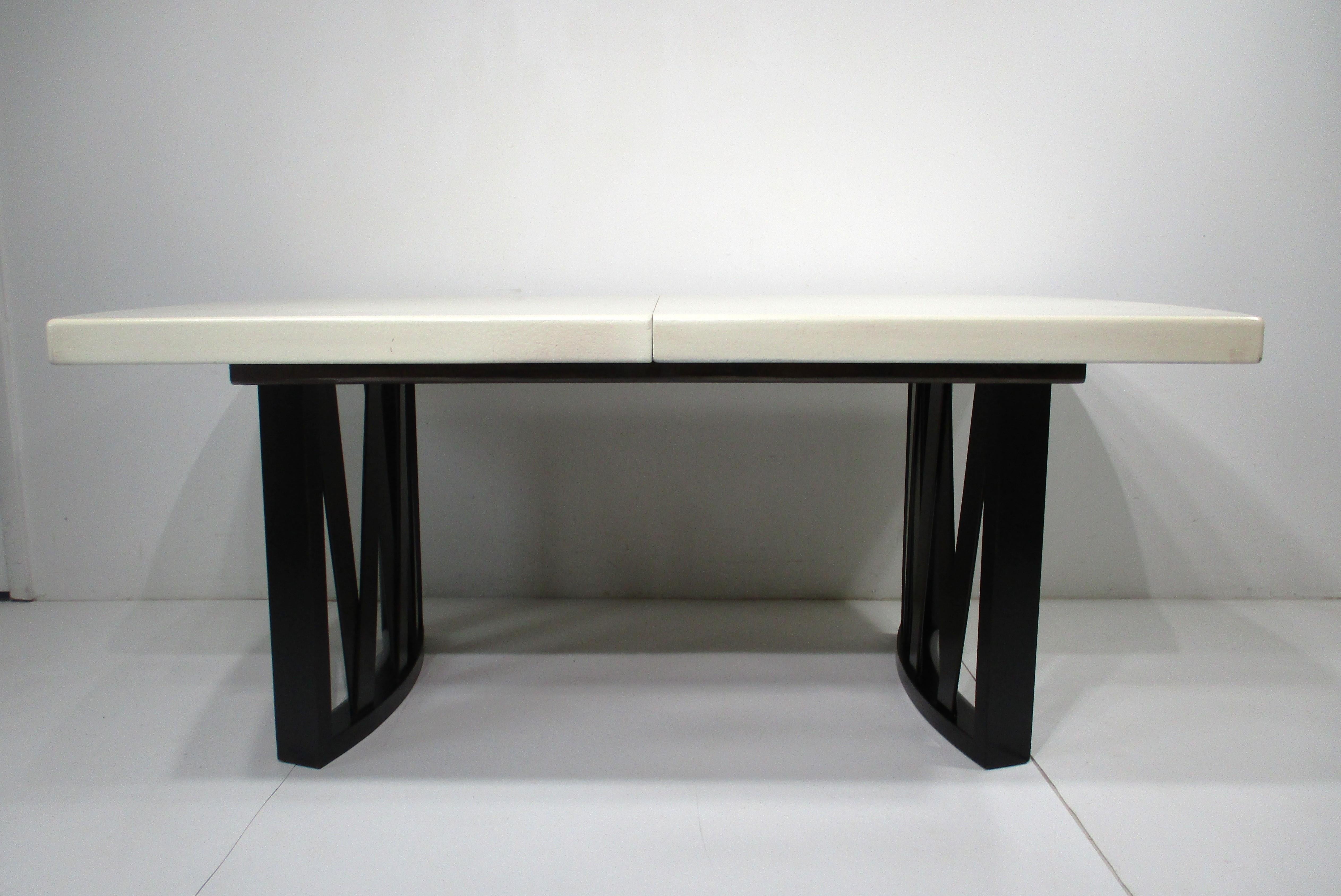 Mid-Century Modern Paul Frankl Corked Topped 2 Leave Dining Table for Johnson Bros. For Sale