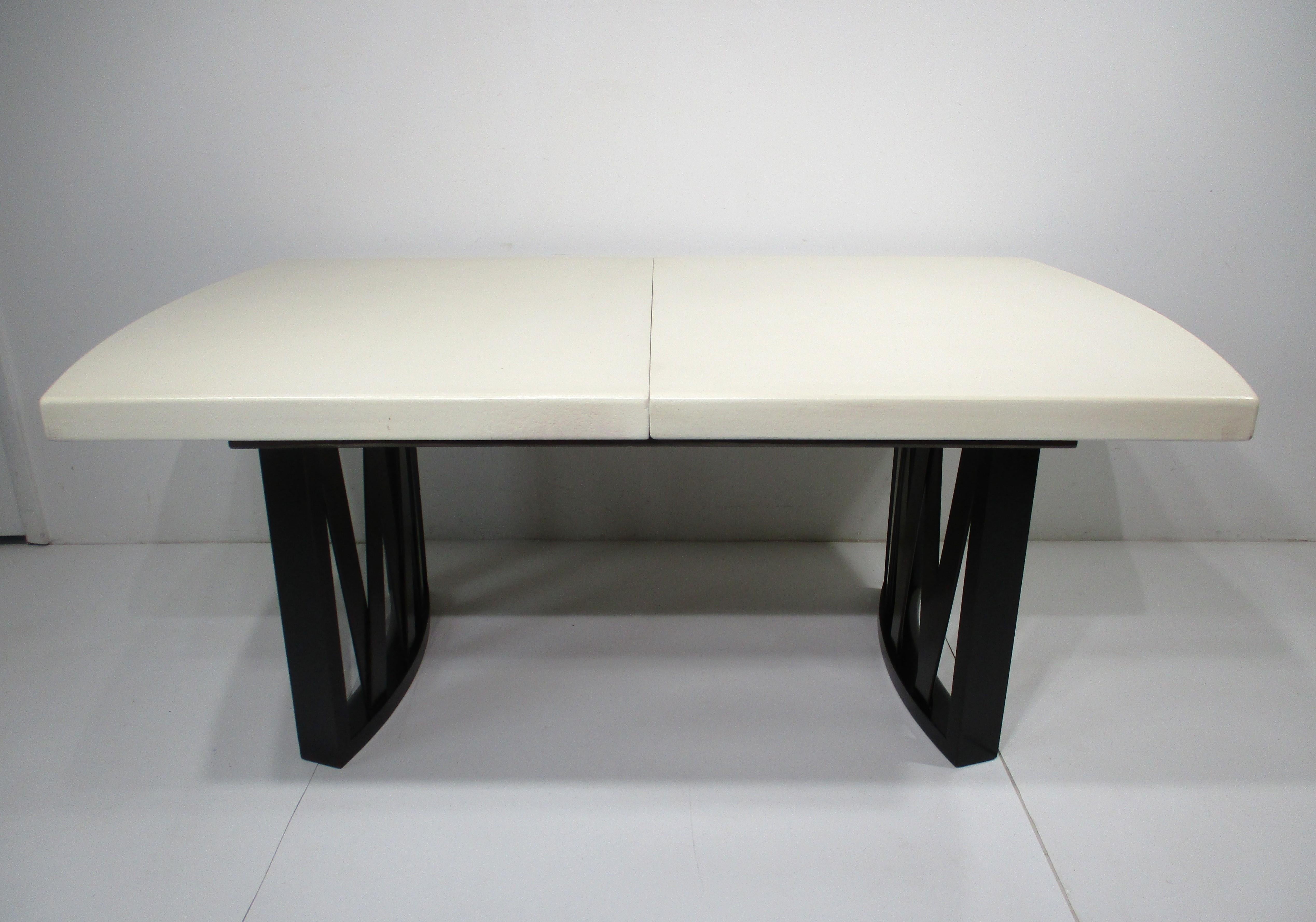 American Paul Frankl Corked Topped 2 Leave Dining Table for Johnson Bros. For Sale