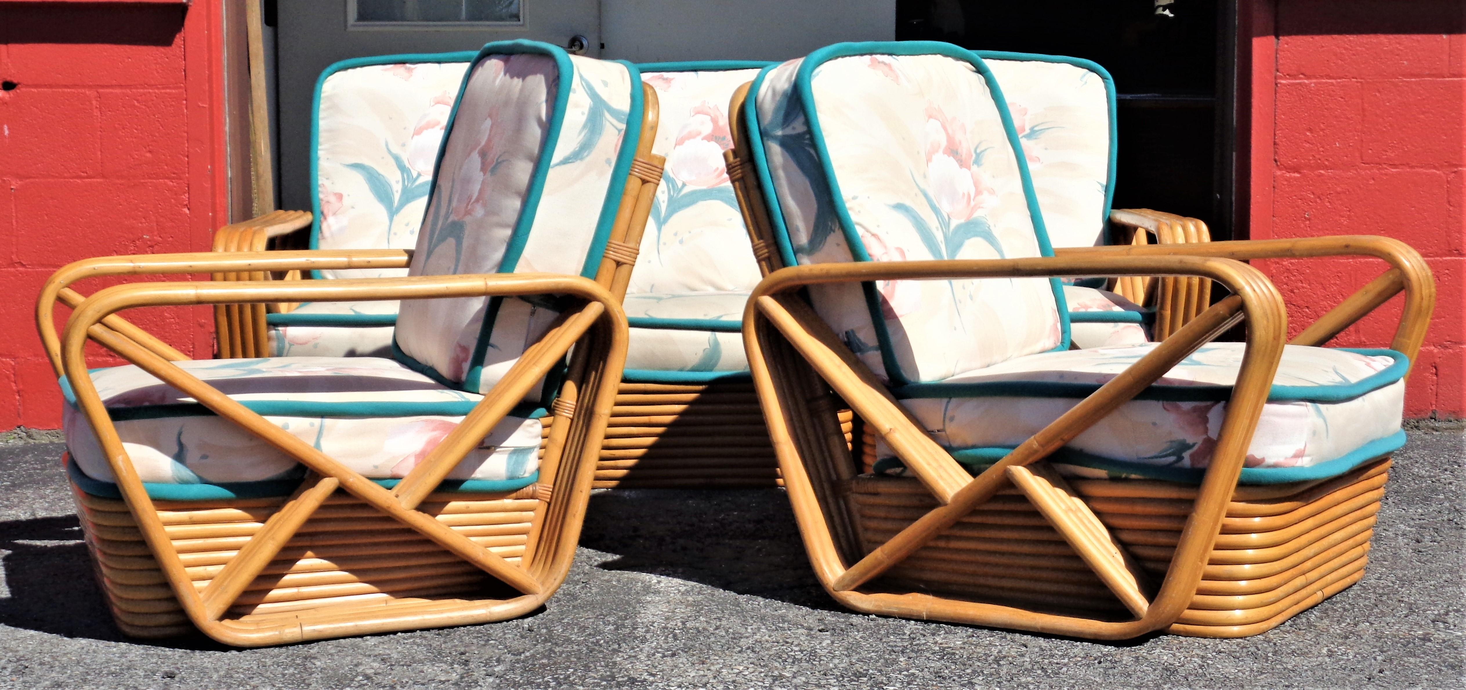 Paul Frankl Rattan Suite of Furniture In Good Condition In Rochester, NY