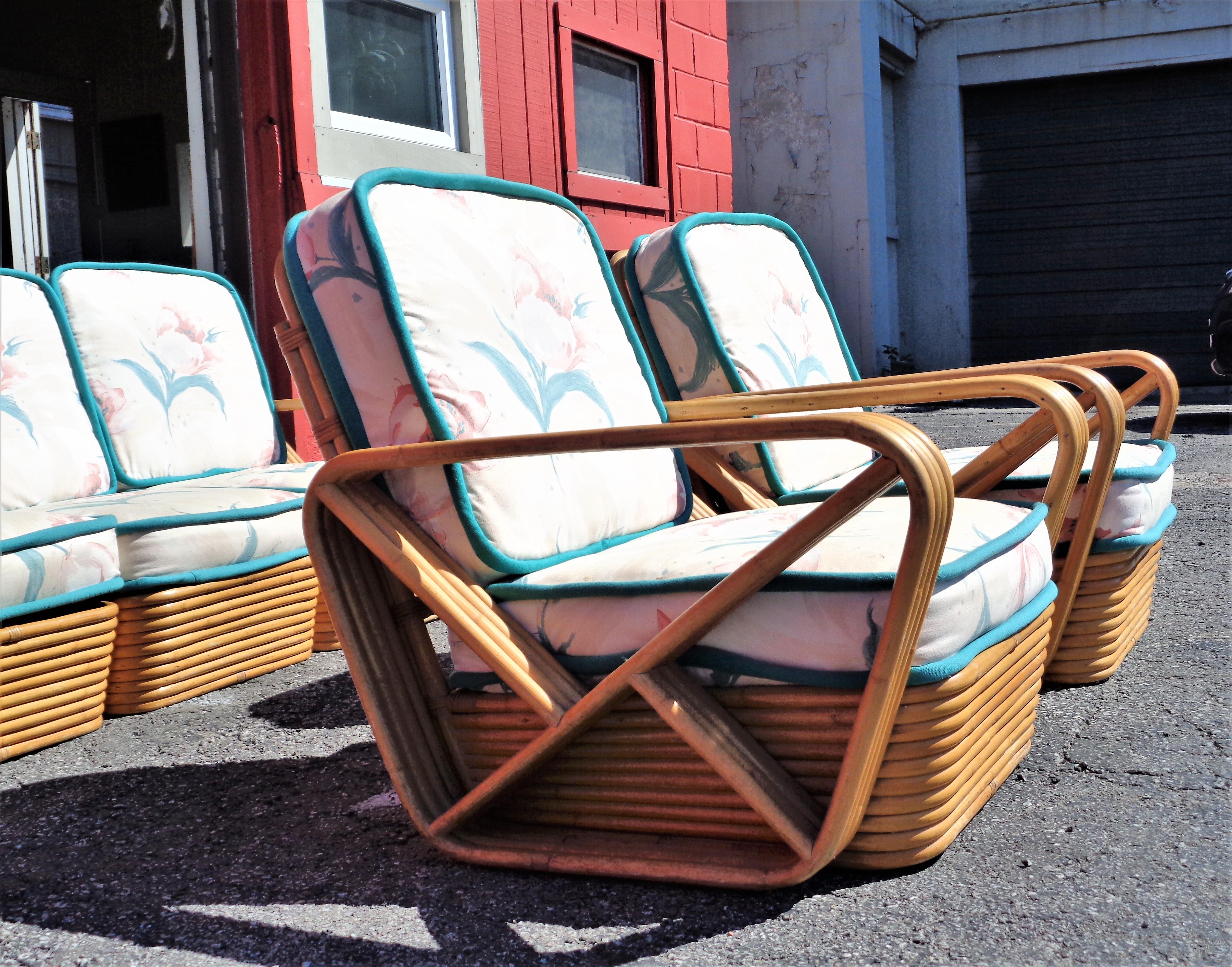 20th Century Paul Frankl Rattan Suite of Furniture