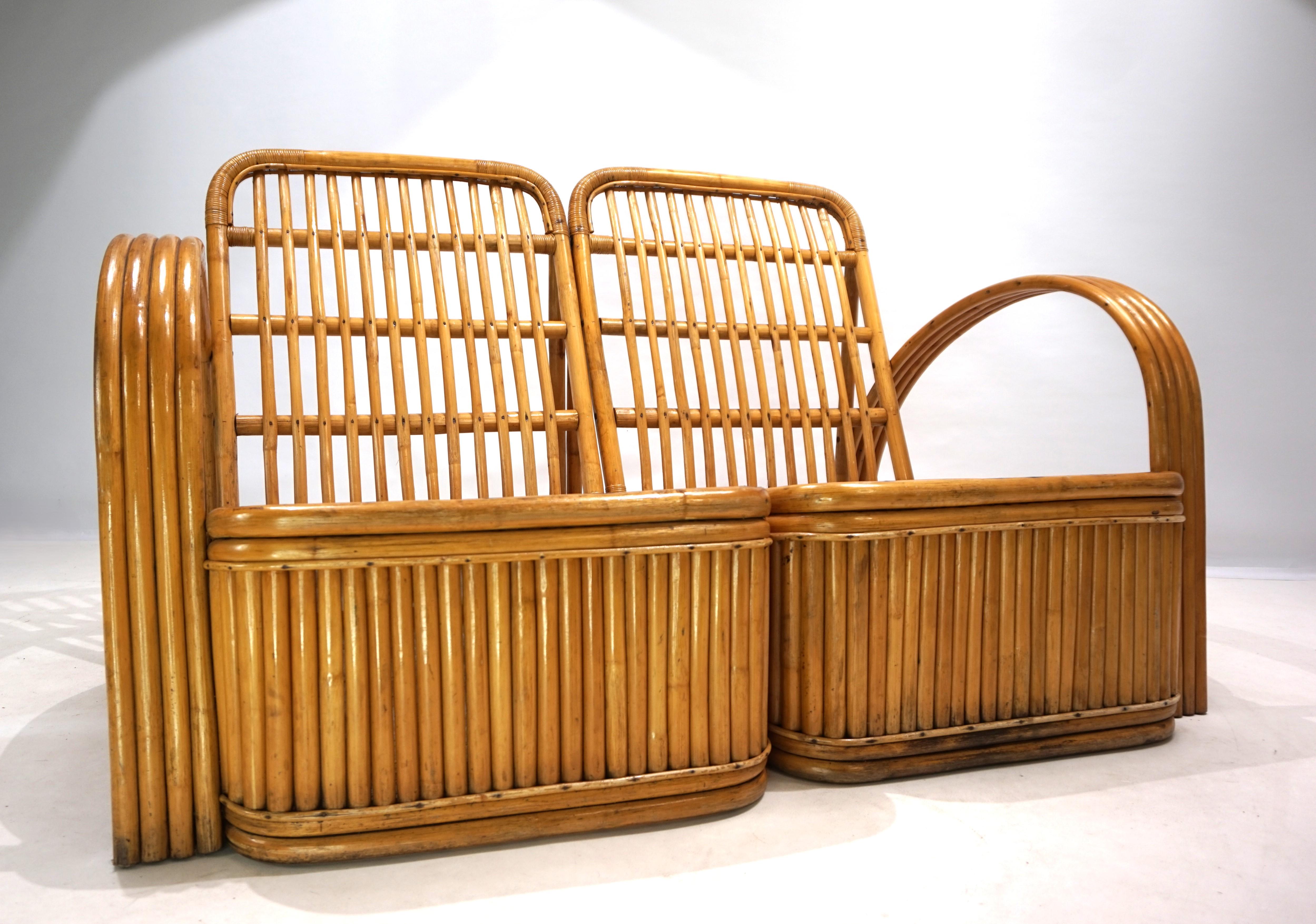 Paul Frankl Design Rattan Two-Seater Sofa, 1940 For Sale 4