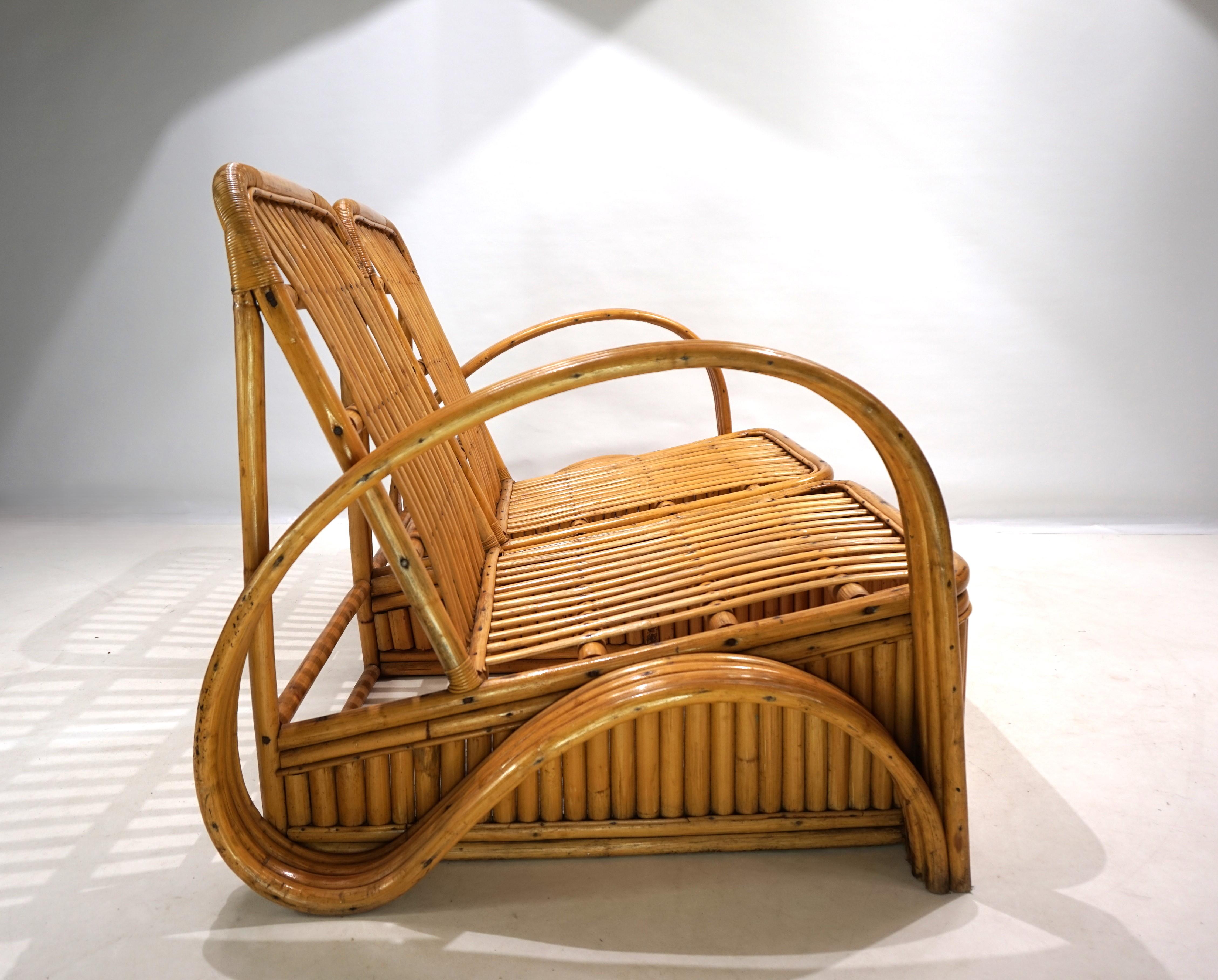 Paul Frankl Design Rattan Two-Seater Sofa, 1940 For Sale 6