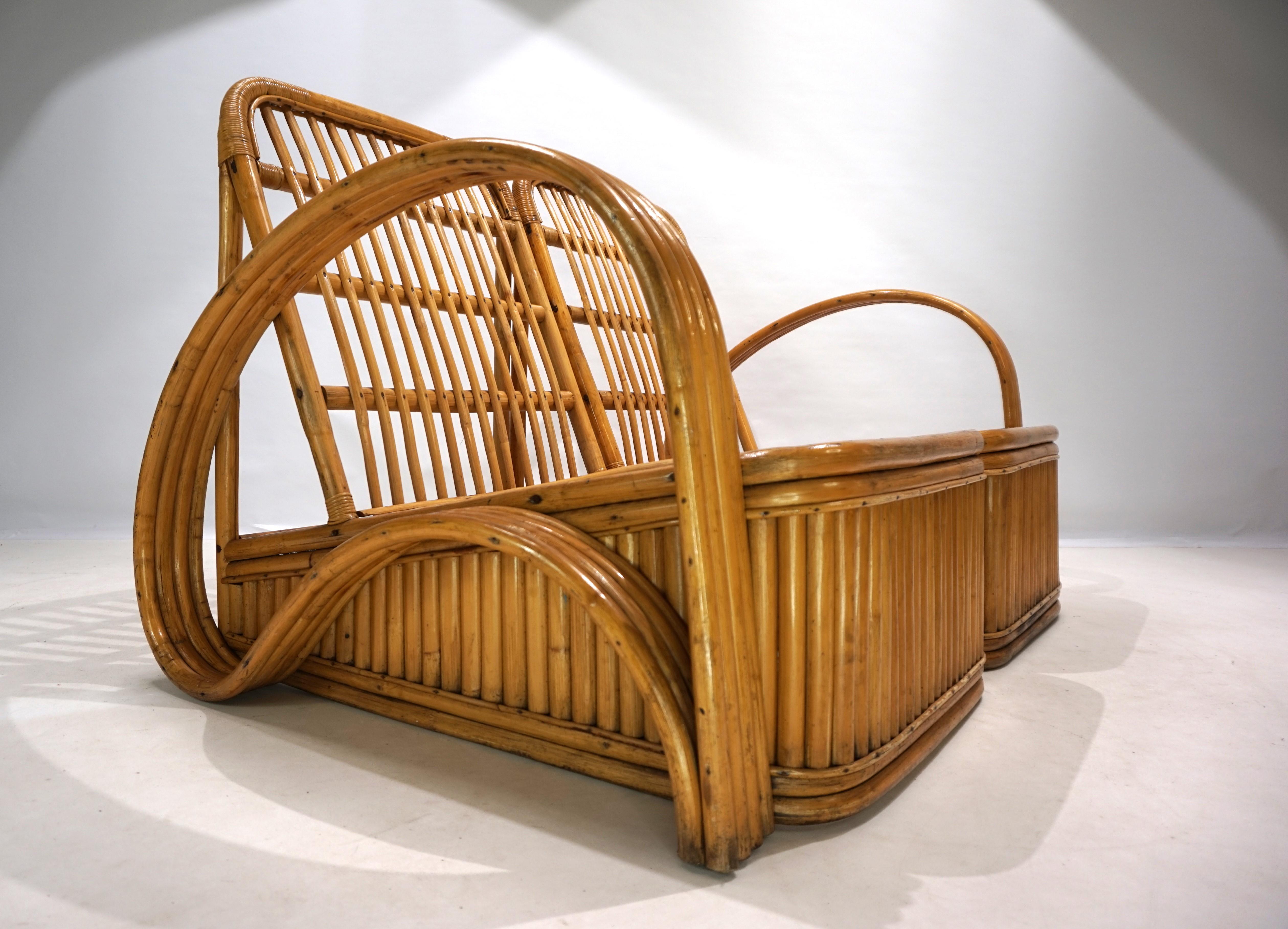 Paul Frankl Design Rattan Two-Seater Sofa, 1940 For Sale 11