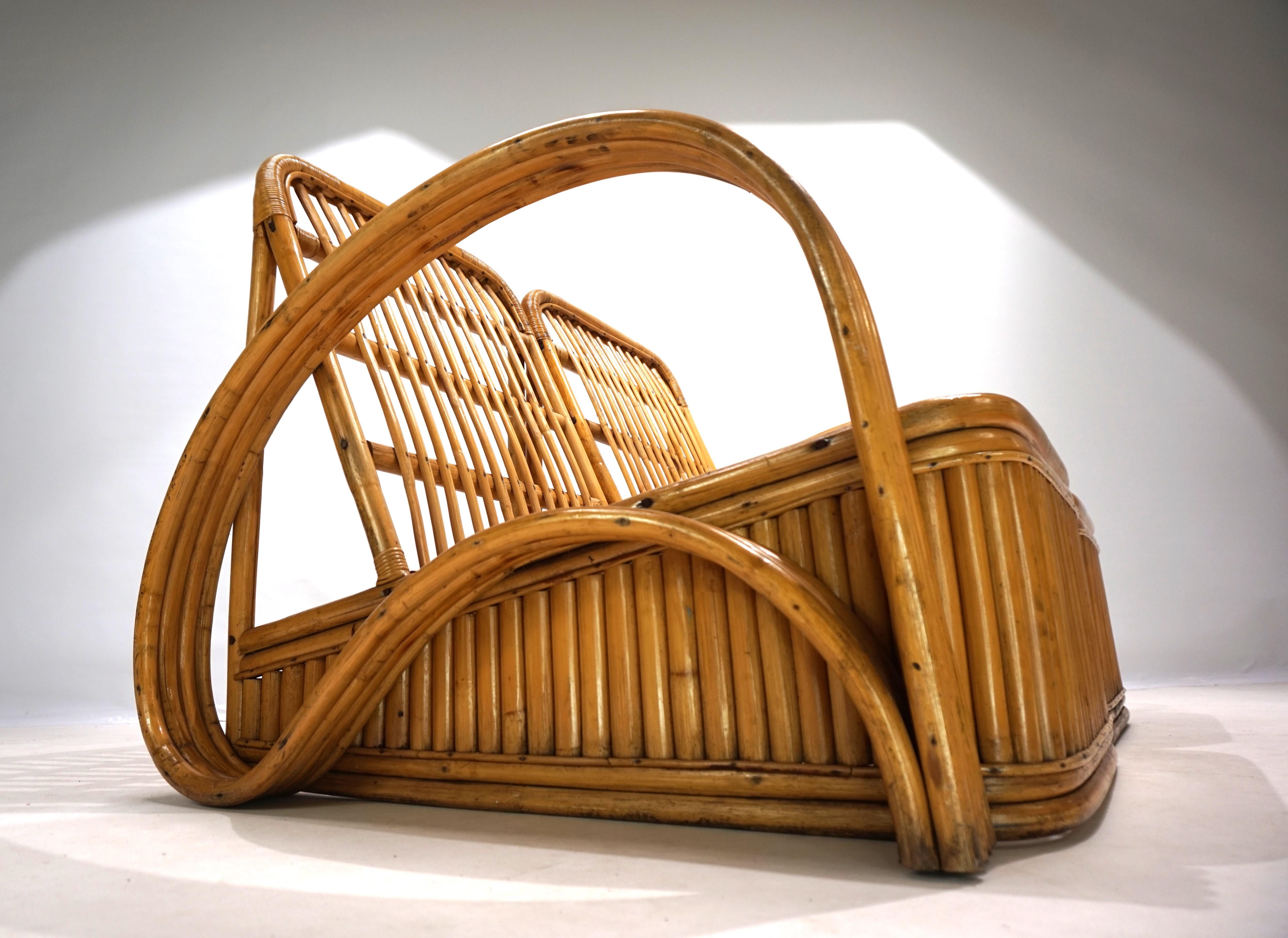 Mid-Century Modern Paul Frankl Design Rattan Two-Seater Sofa, 1940 For Sale