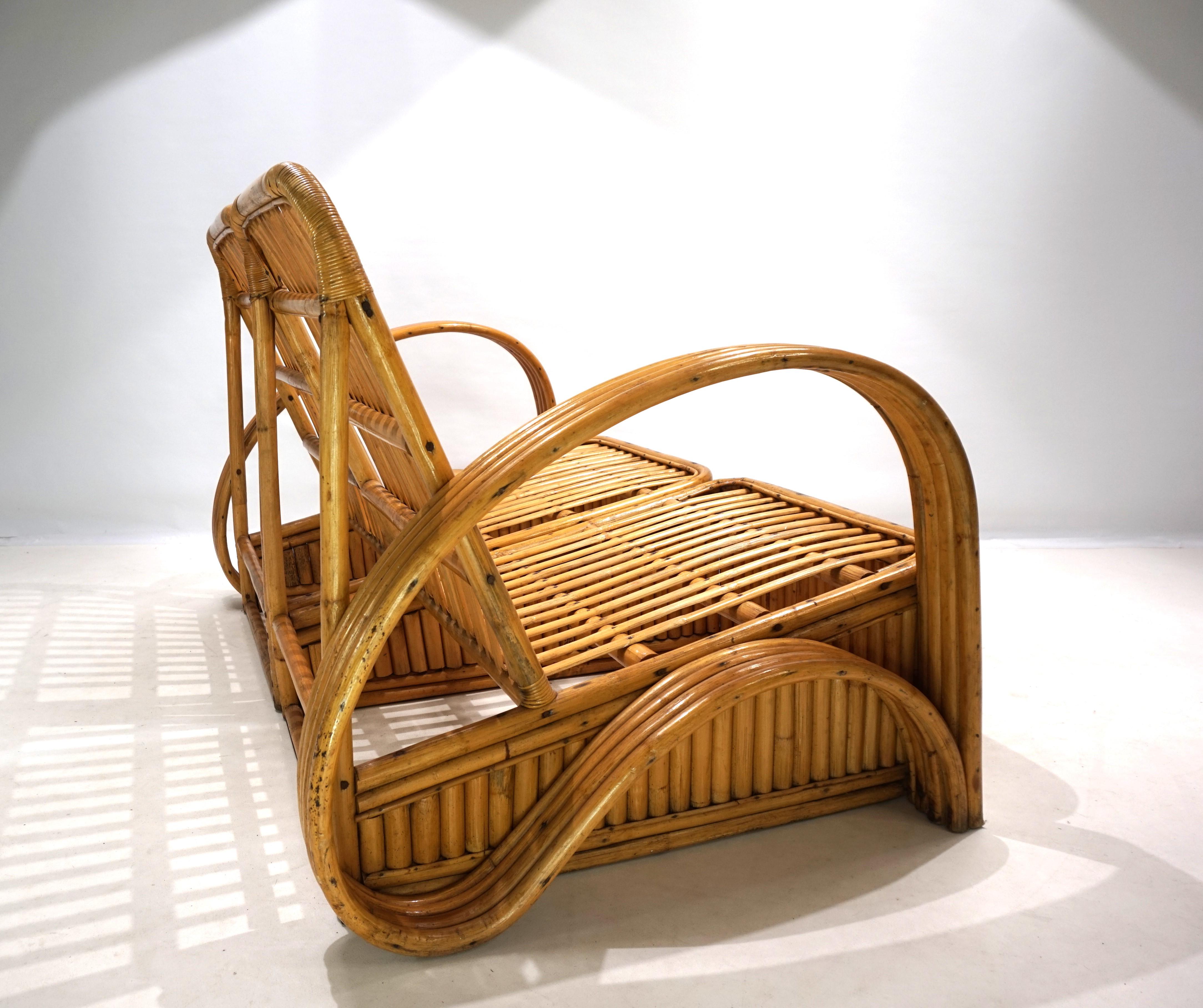 Paul Frankl Design Rattan Two-Seater Sofa, 1940 In Good Condition For Sale In Ludwigslust, DE