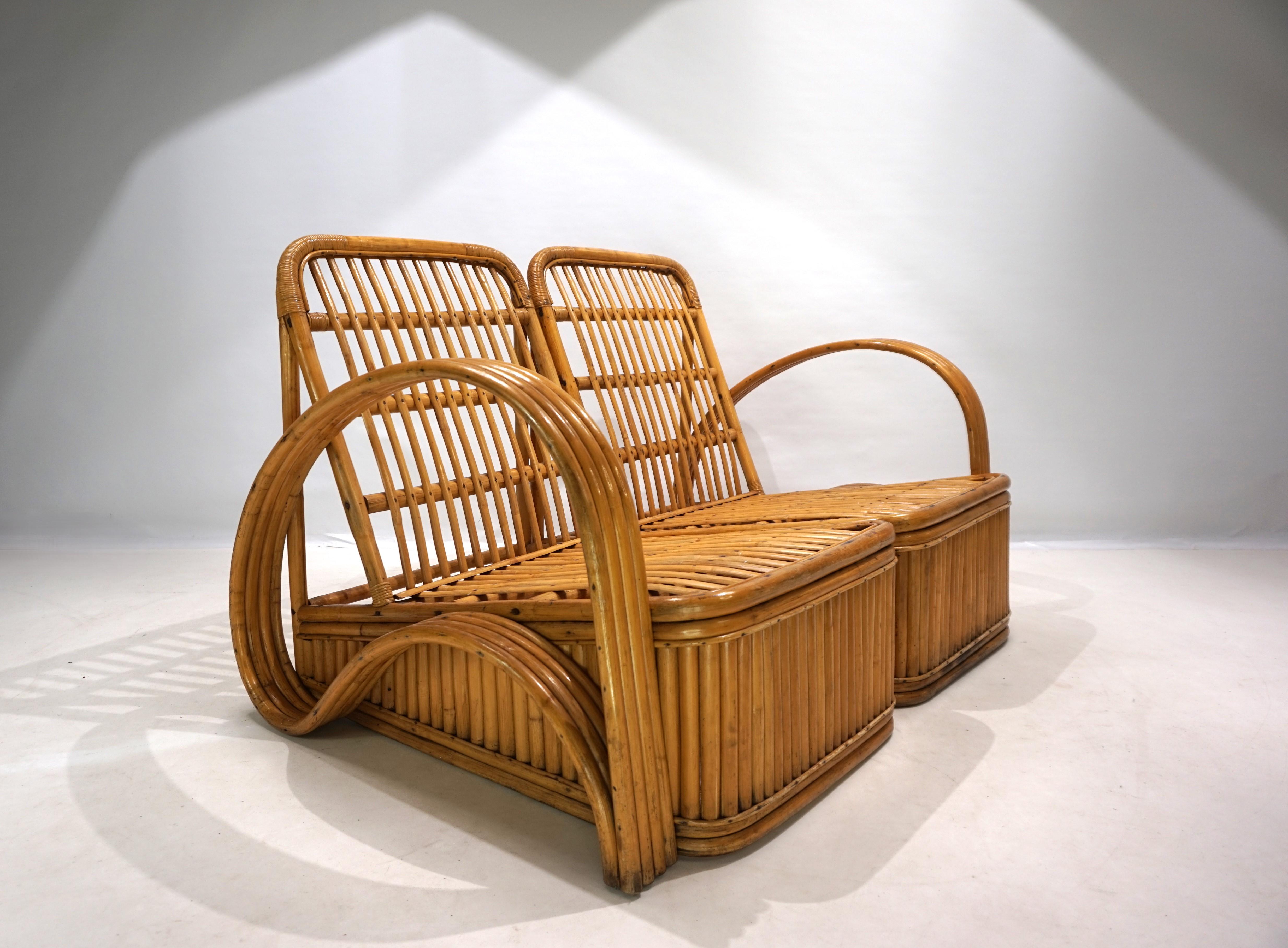 Paul Frankl Design Rattan Two-Seater Sofa, 1940 For Sale 3