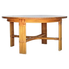 Paul Frankl Design Round Rattan Coffee Table