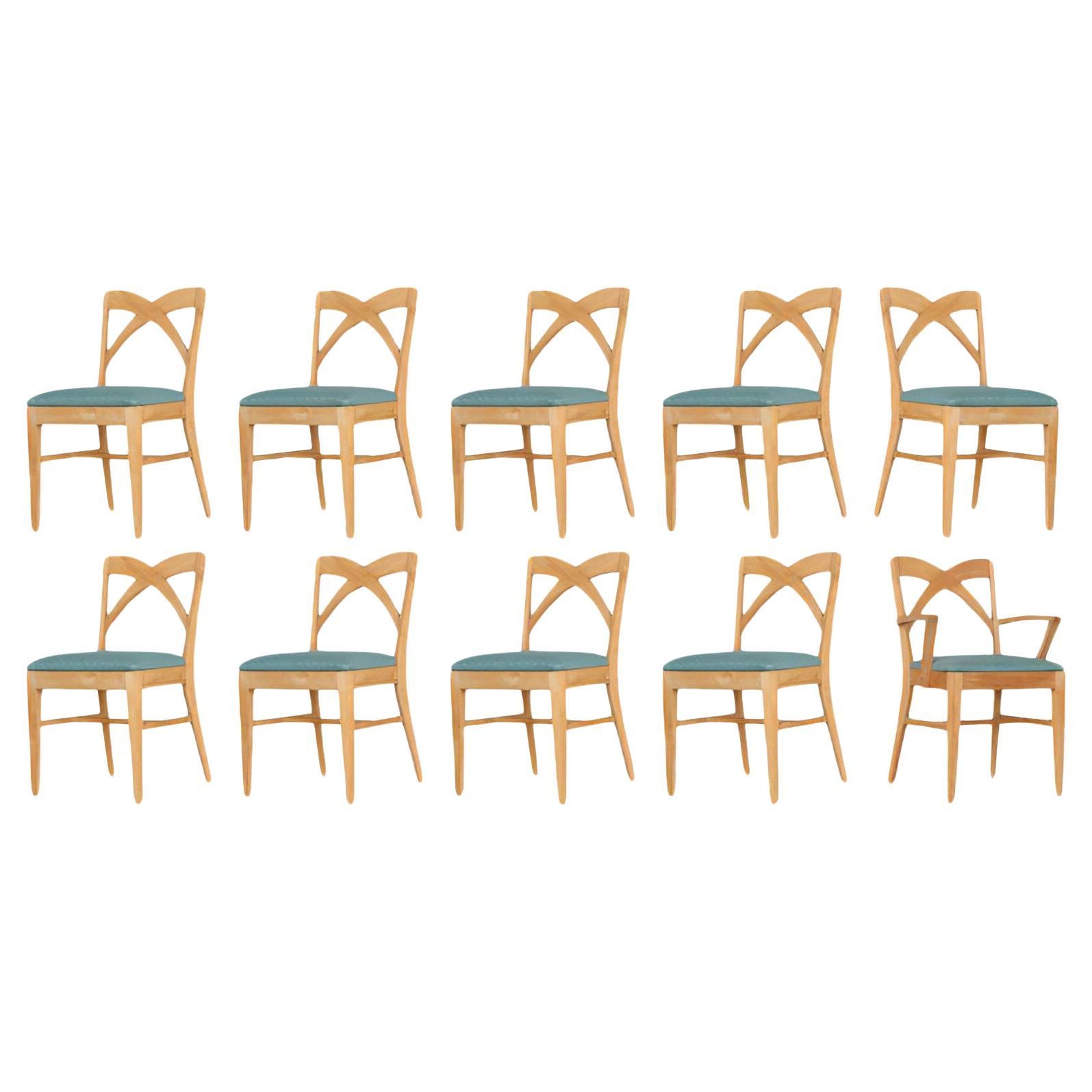 Paul Frankl Dining Chairs for Brown Saltman - Set of 10