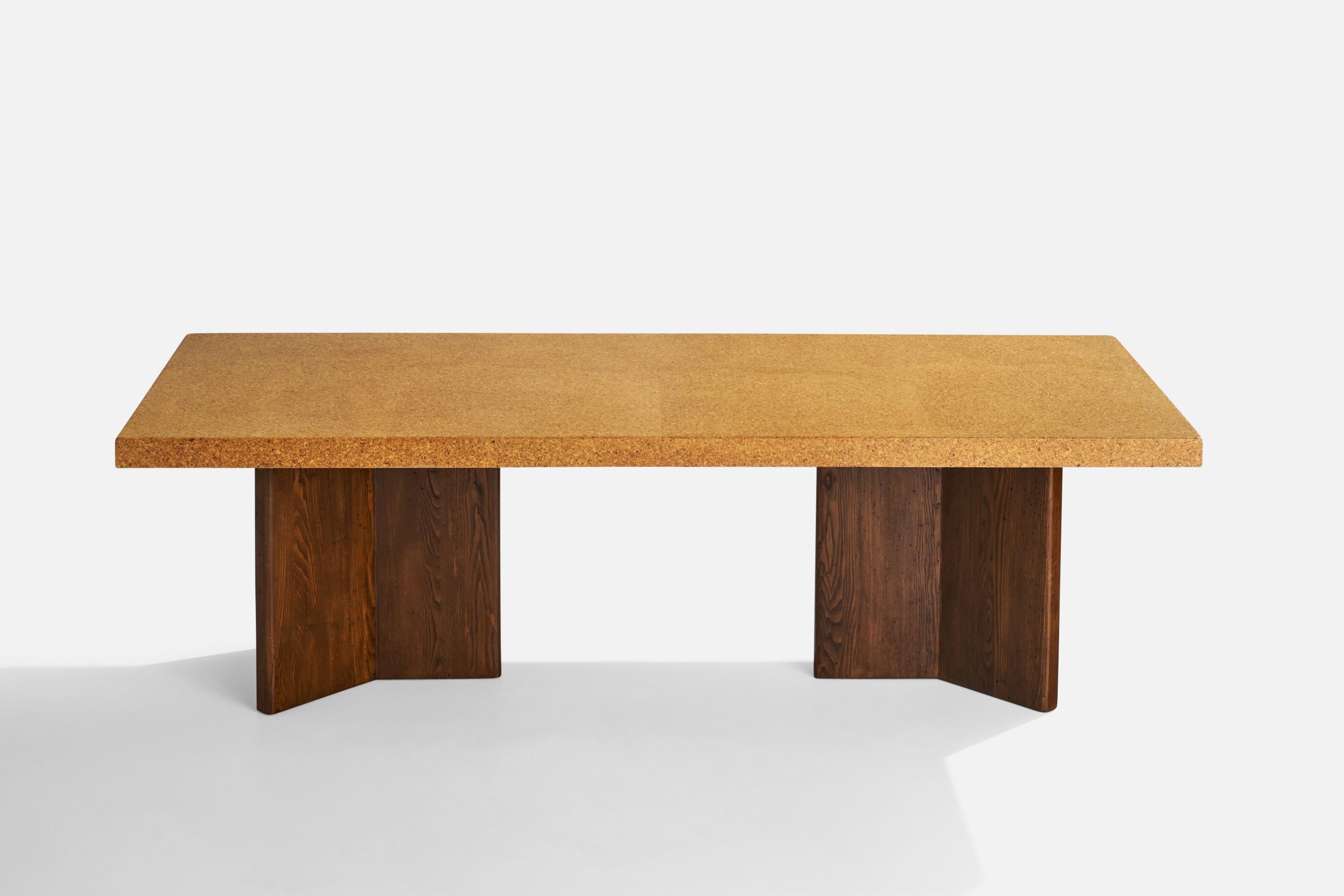 Mid-Century Modern Paul Frankl, Dining Table, Cork, Mahogany, USA, 1940s For Sale