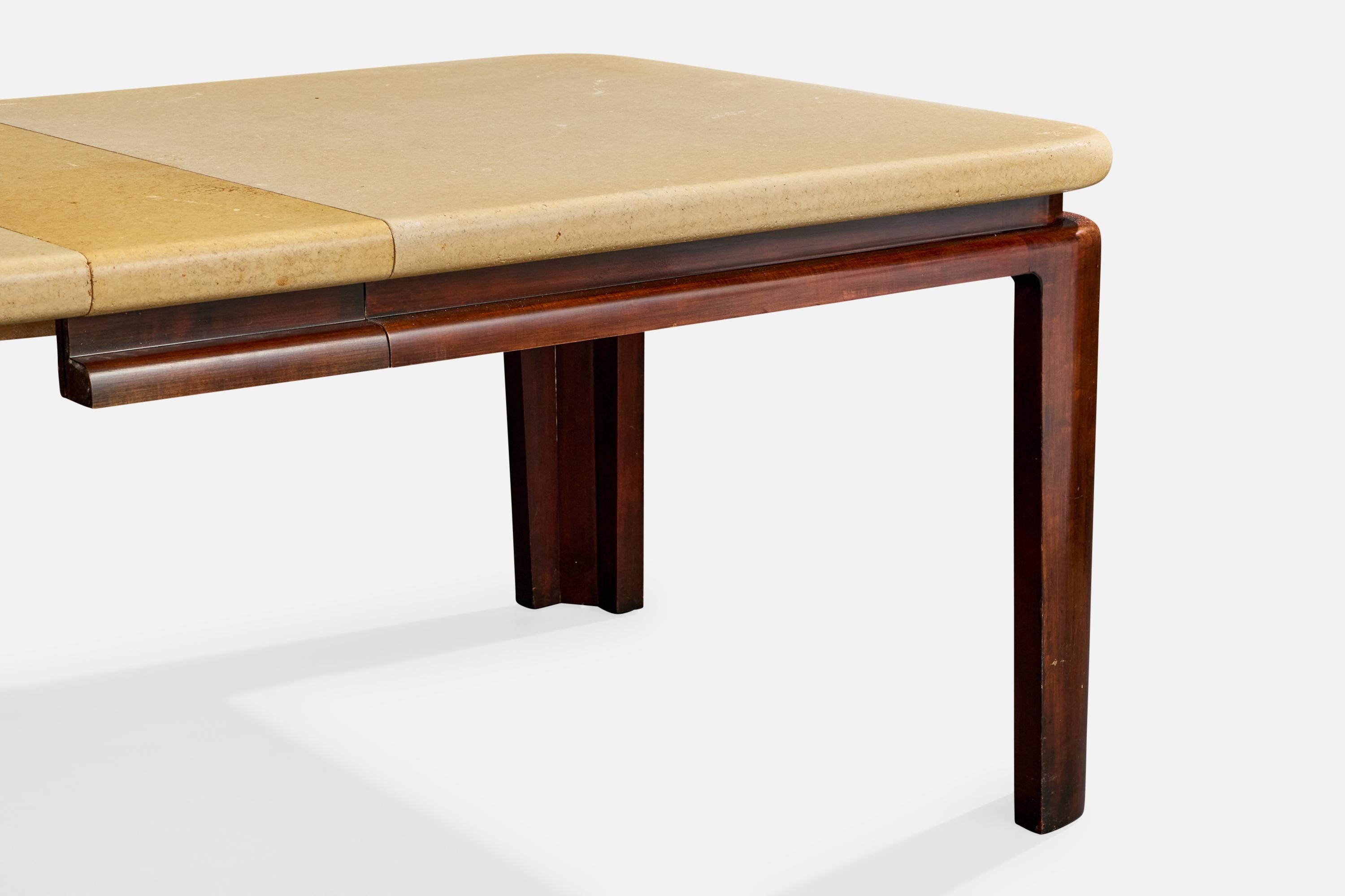 Paul Frankl, Dining Table, Mahogany, Cork, USA, 1950s In Good Condition For Sale In High Point, NC