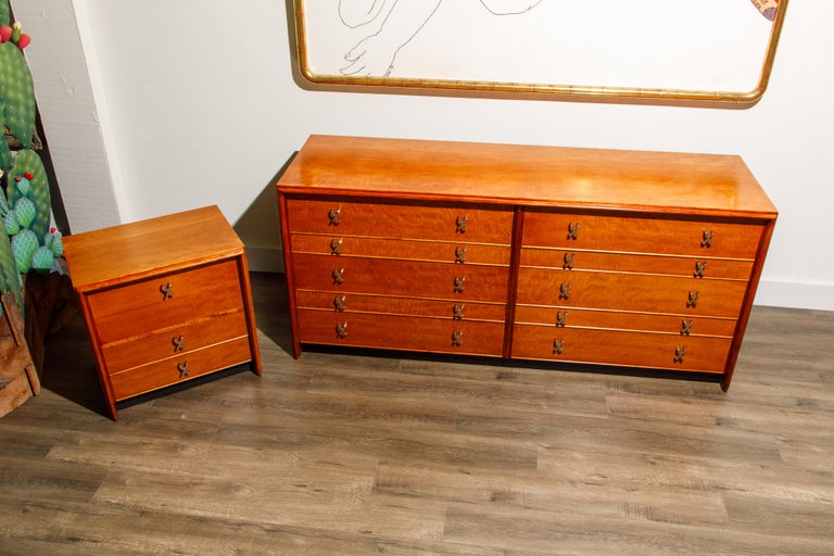Mid-Century Modern Paul Frankl Dresser and Nightstand for Johnson Furniture, 1950s For Sale