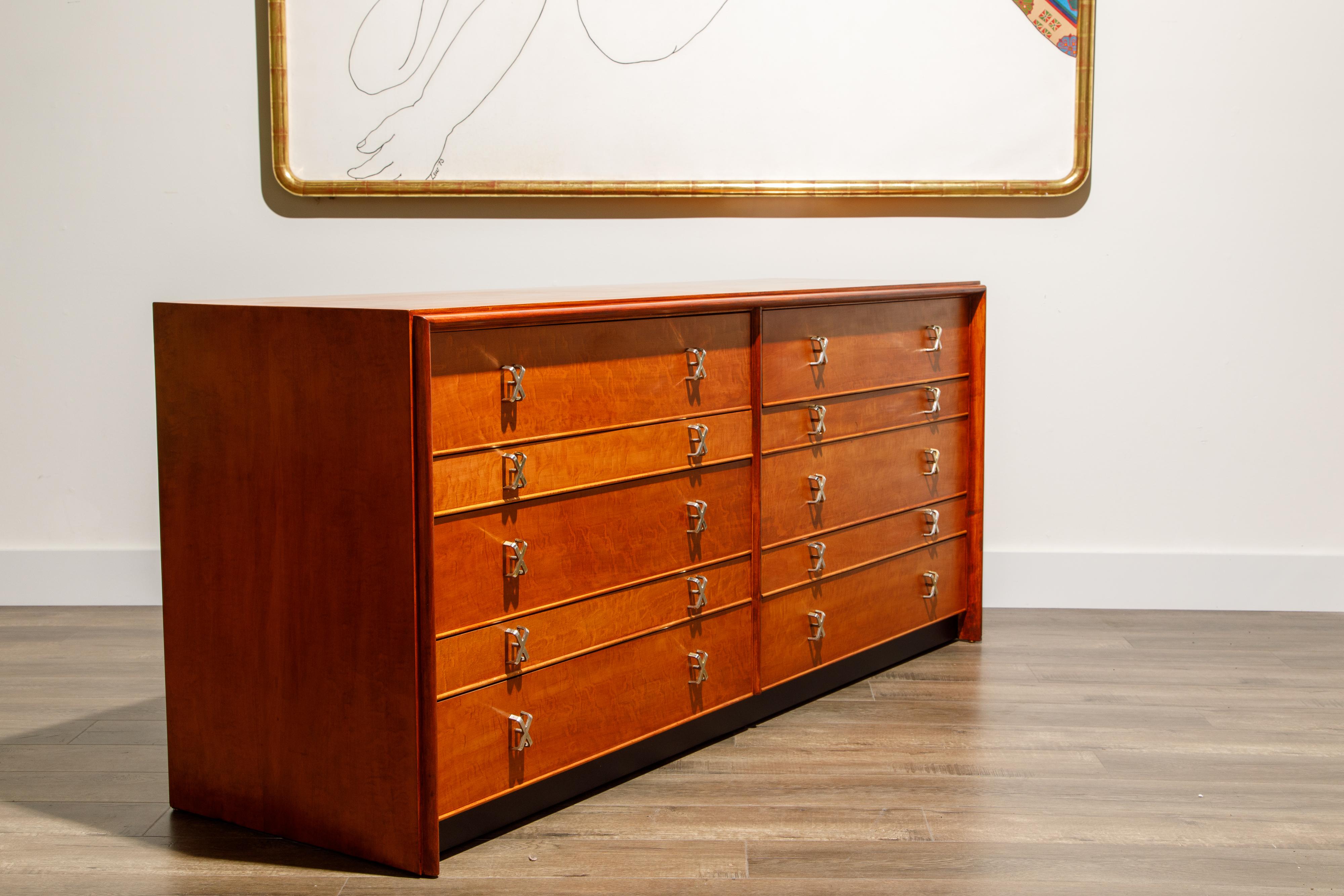 Mid-Century Modern Paul Frankl Dresser and Nightstand for Johnson Furniture, 1950s For Sale