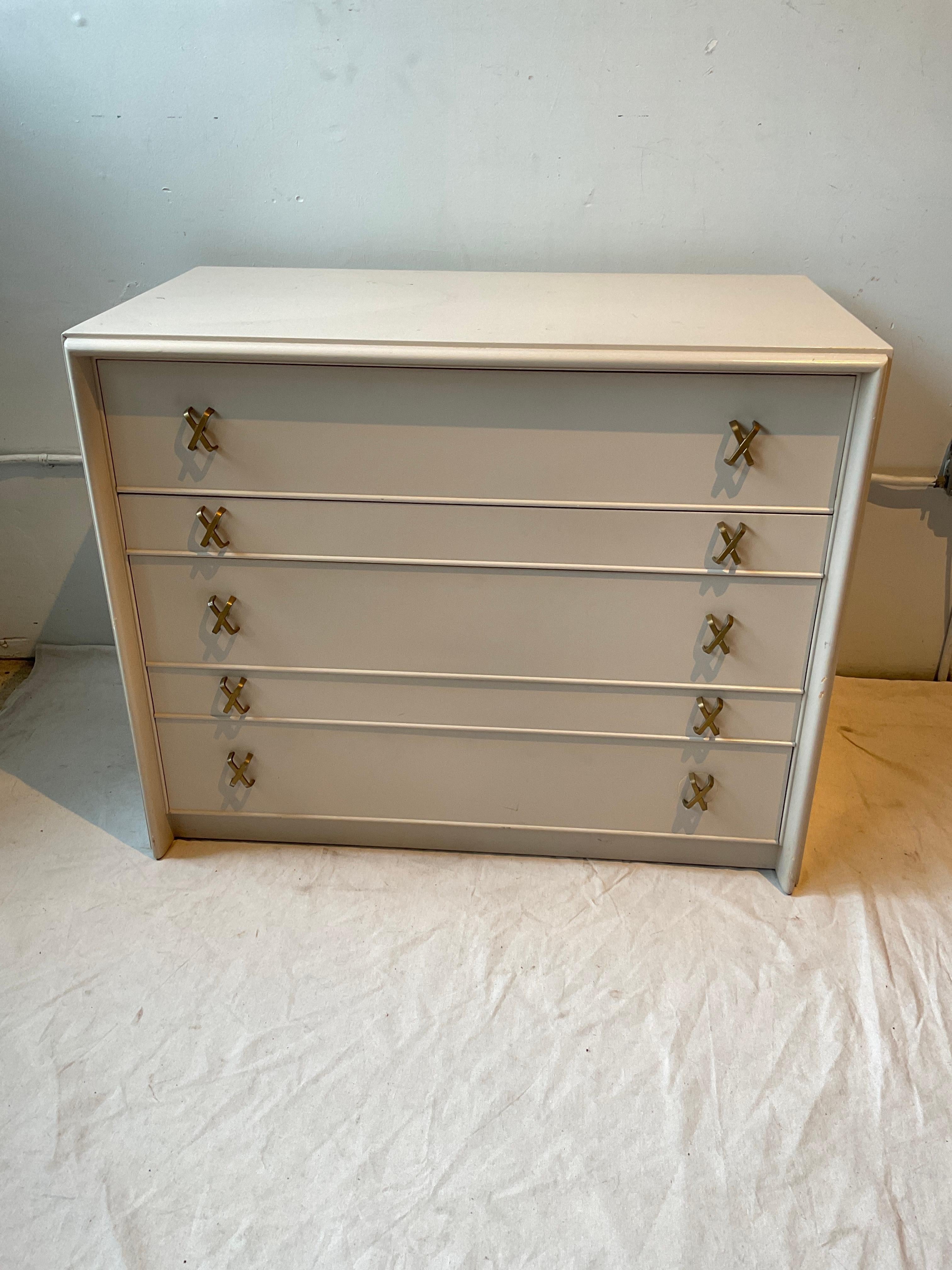 1940s Paul Frankl dresser with x pulls.
Needs refinishing.