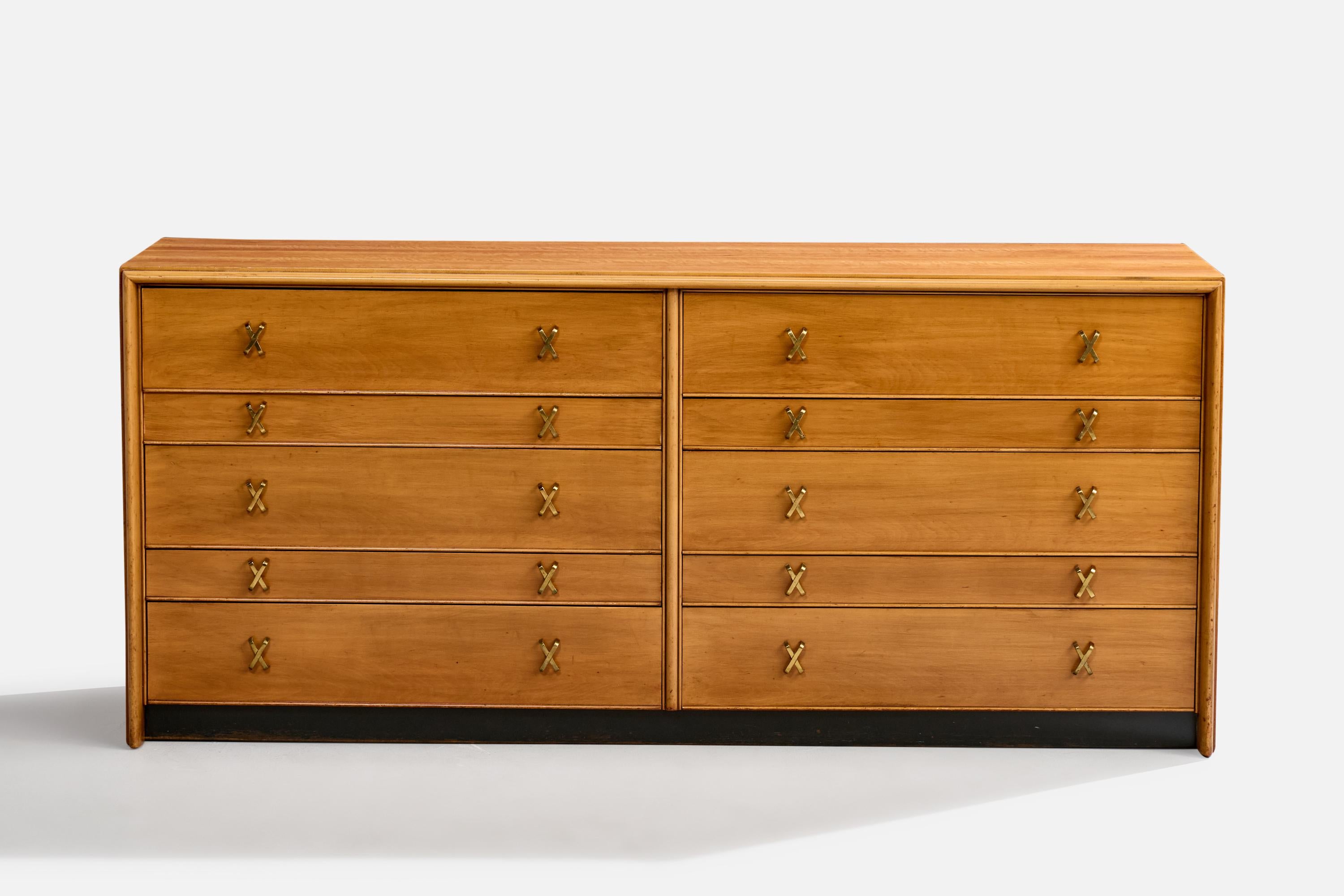 Paul Frankl, Dresser, Wood, Brass, USA, 1950s (Moderne der Mitte des Jahrhunderts) im Angebot